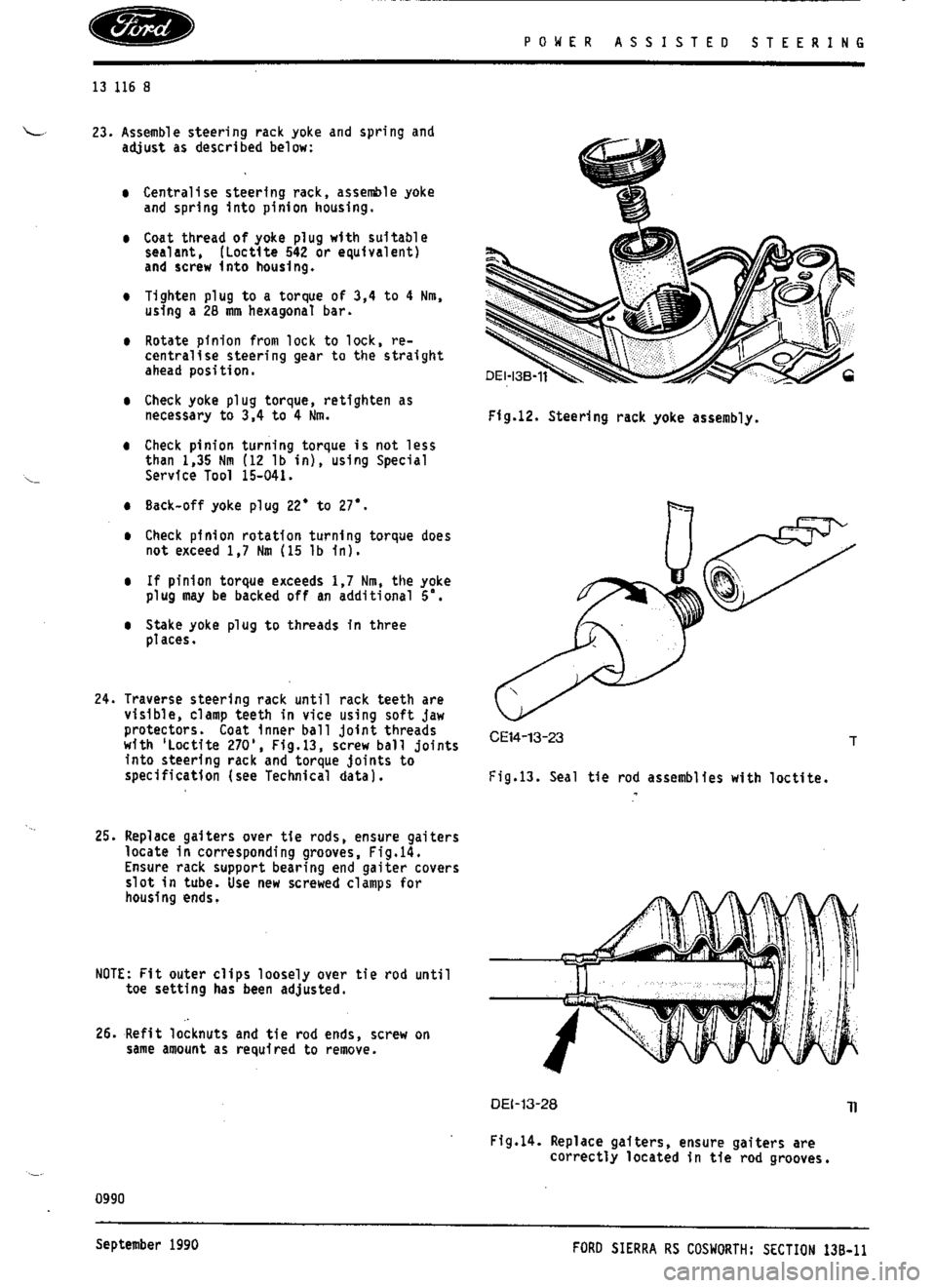 FORD ESCORT RS COSWORTH 1994 1.G Workshop Manual 
