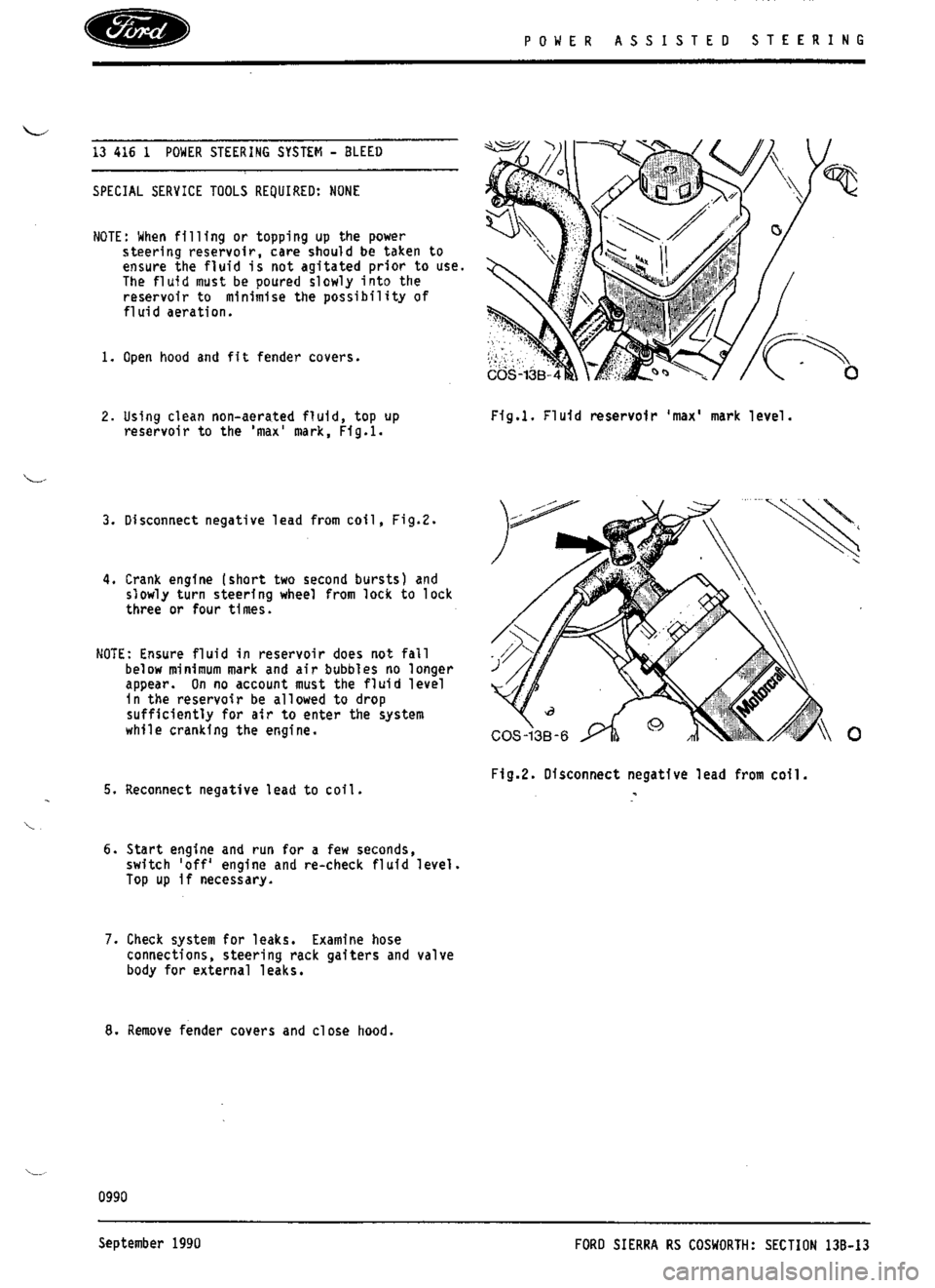 FORD ESCORT RS COSWORTH 1994 1.G Workshop Manual 