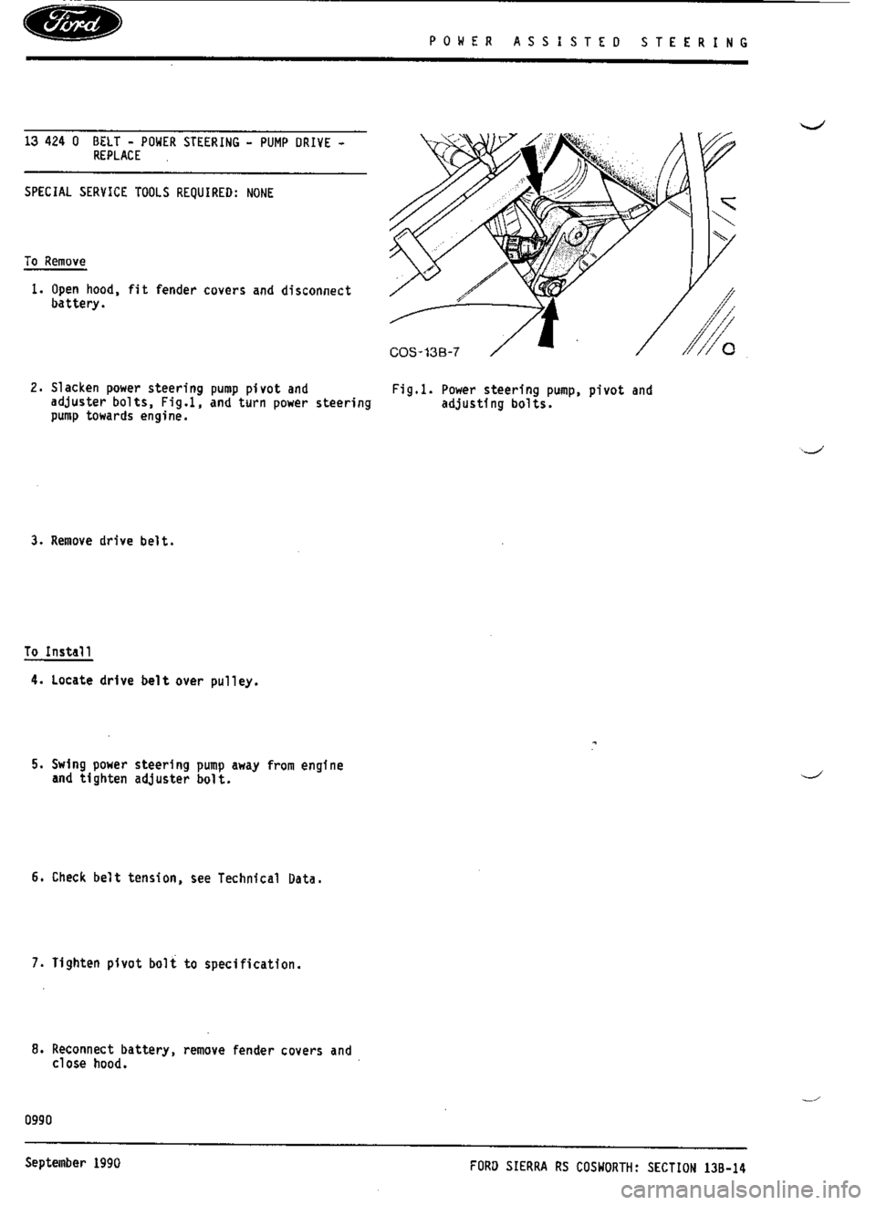 FORD ESCORT RS COSWORTH 1994 1.G Workshop Manual 