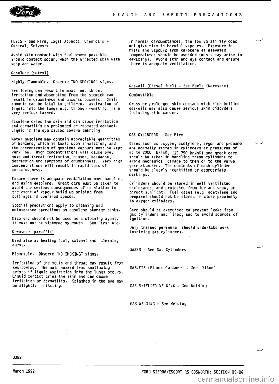 FORD ESCORT RS COSWORTH 1994 1.G Workshop Manual 