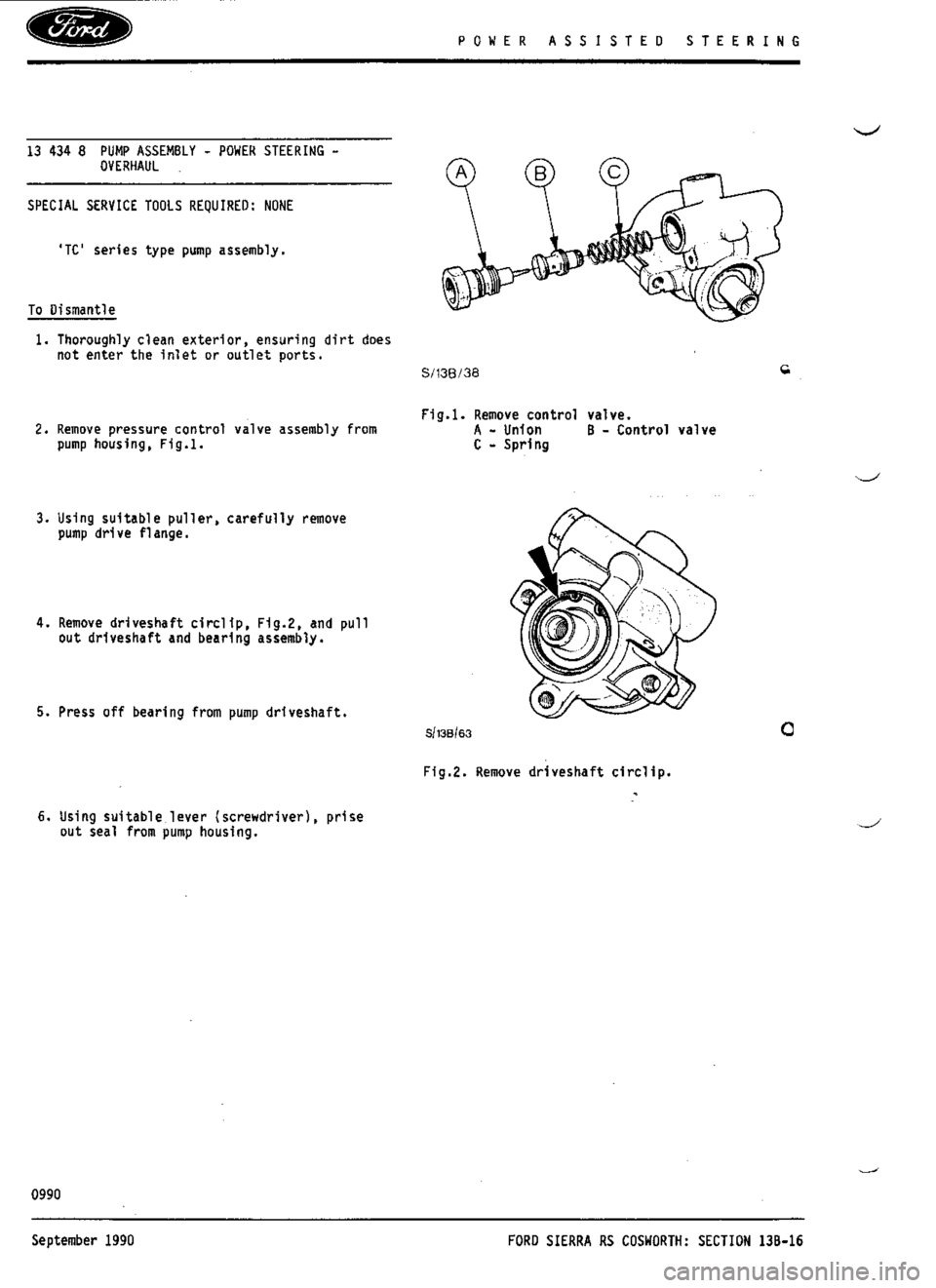 FORD ESCORT RS COSWORTH 1994 1.G Workshop Manual 