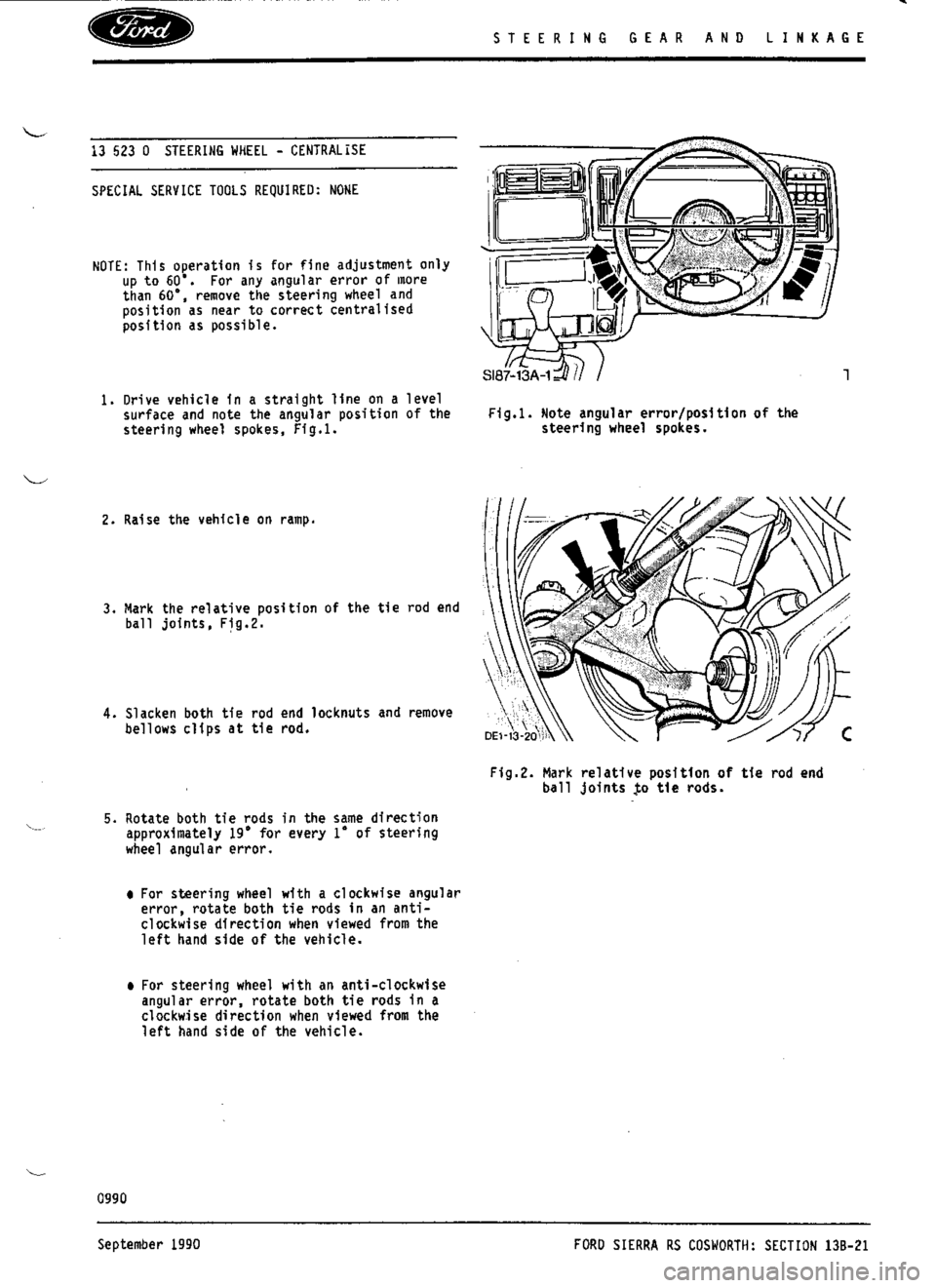 FORD ESCORT RS COSWORTH 1994 1.G Workshop Manual 