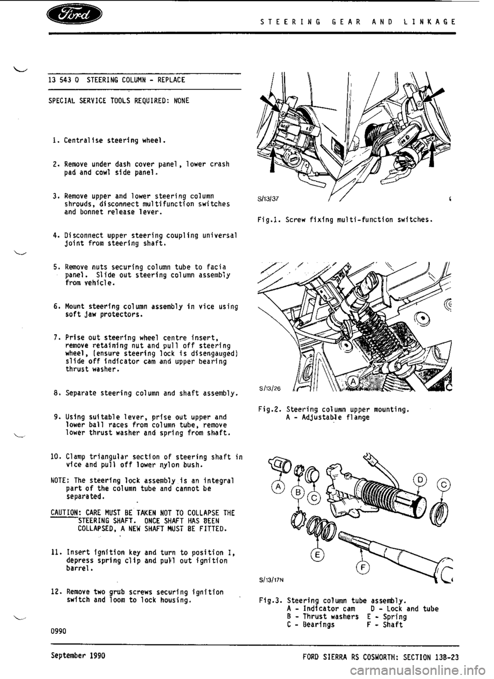 FORD ESCORT RS COSWORTH 1994 1.G Workshop Manual 
