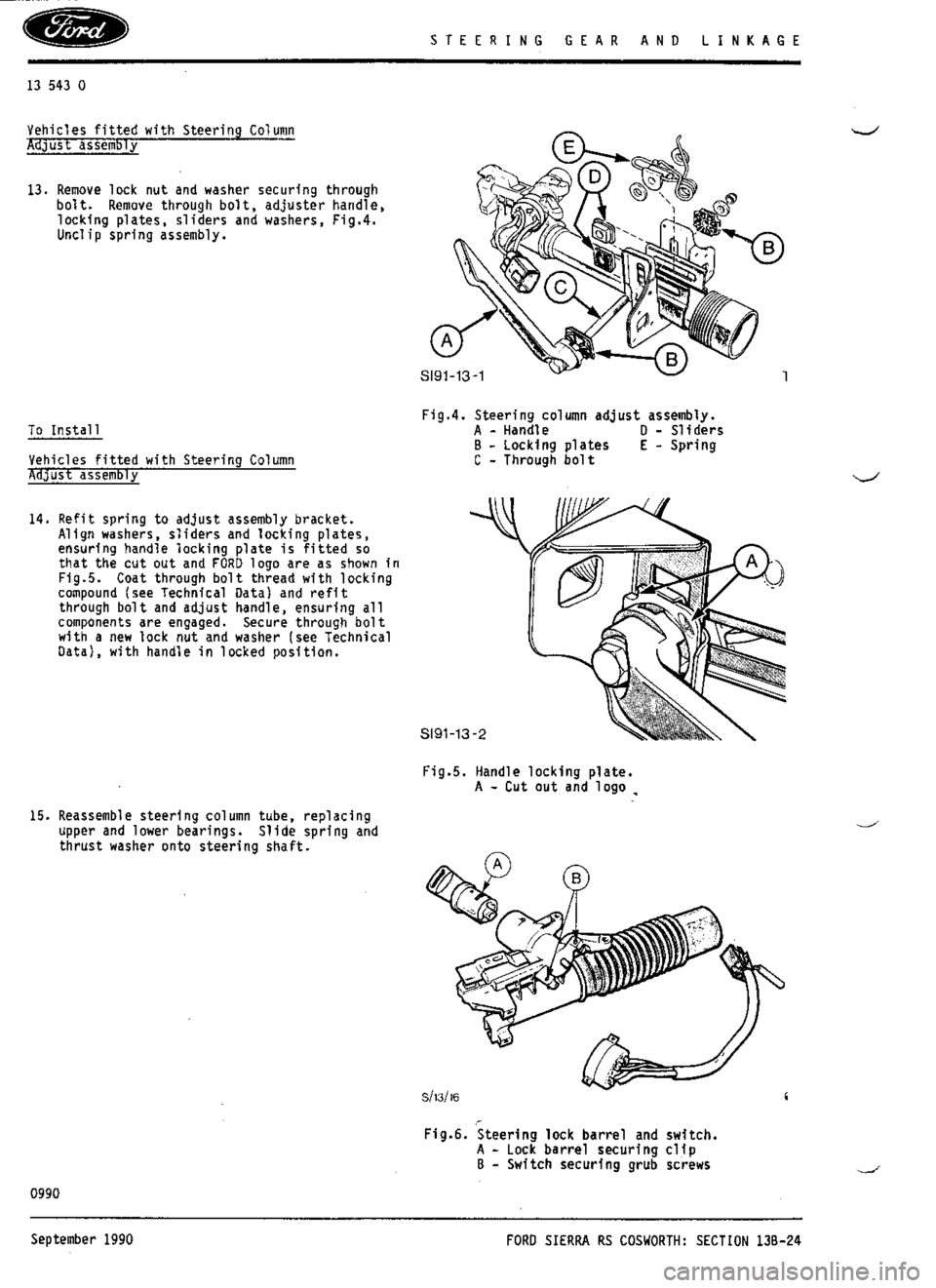 FORD ESCORT RS COSWORTH 1994 1.G Workshop Manual 