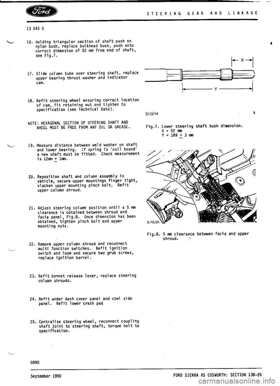FORD ESCORT RS COSWORTH 1994 1.G Workshop Manual 