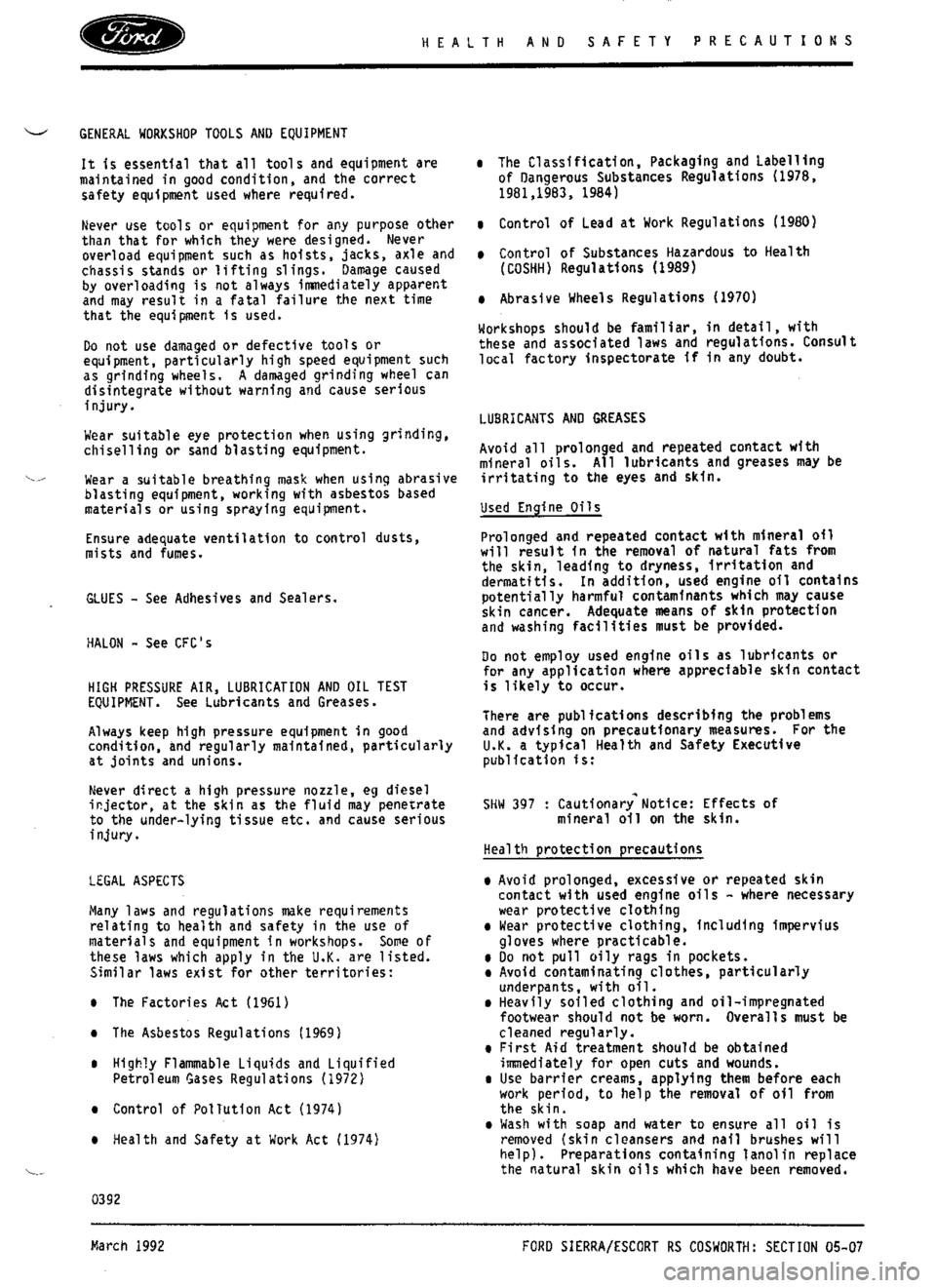 FORD ESCORT RS COSWORTH 1994 1.G Workshop Manual 