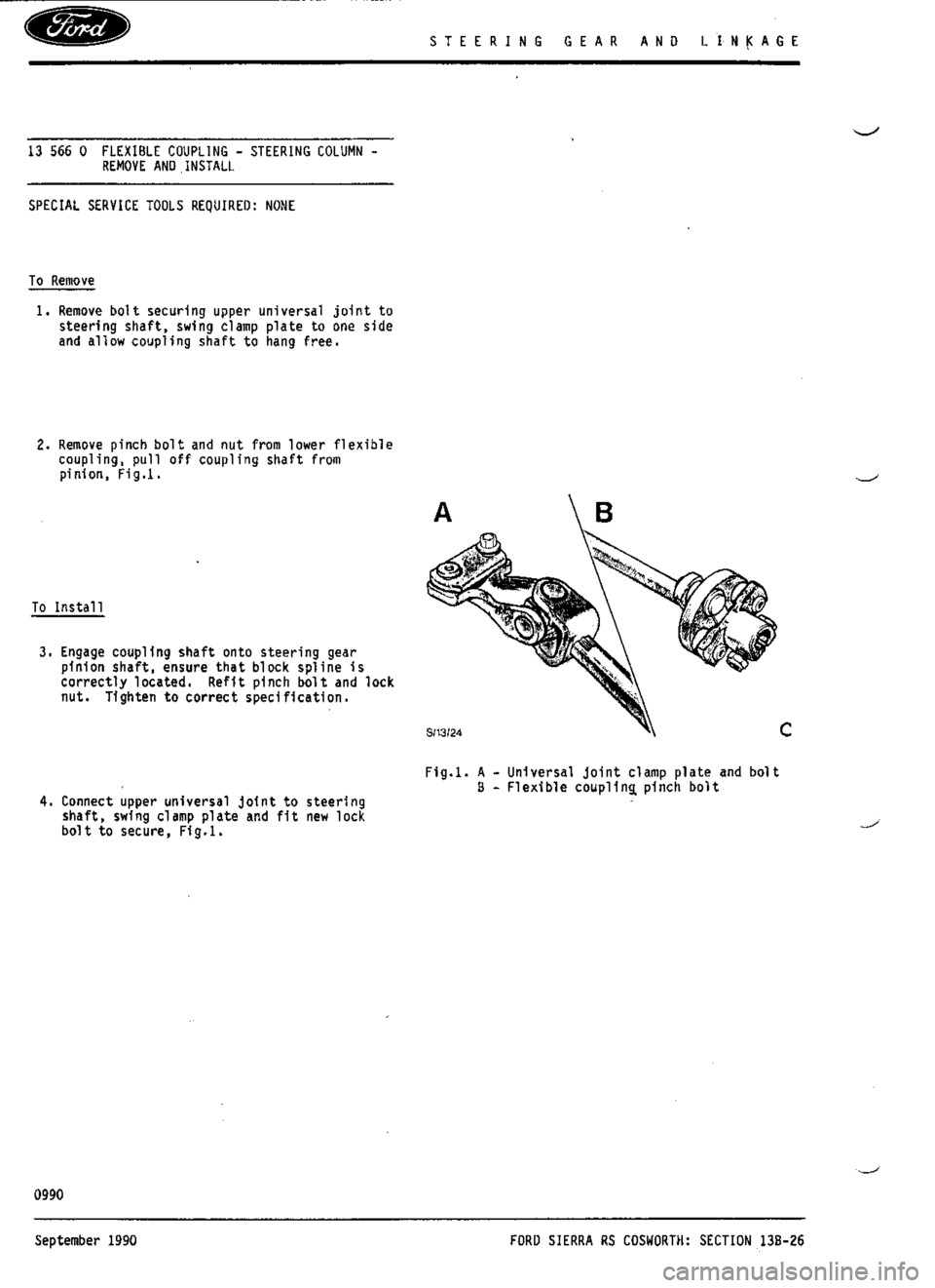 FORD ESCORT RS COSWORTH 1994 1.G Workshop Manual 