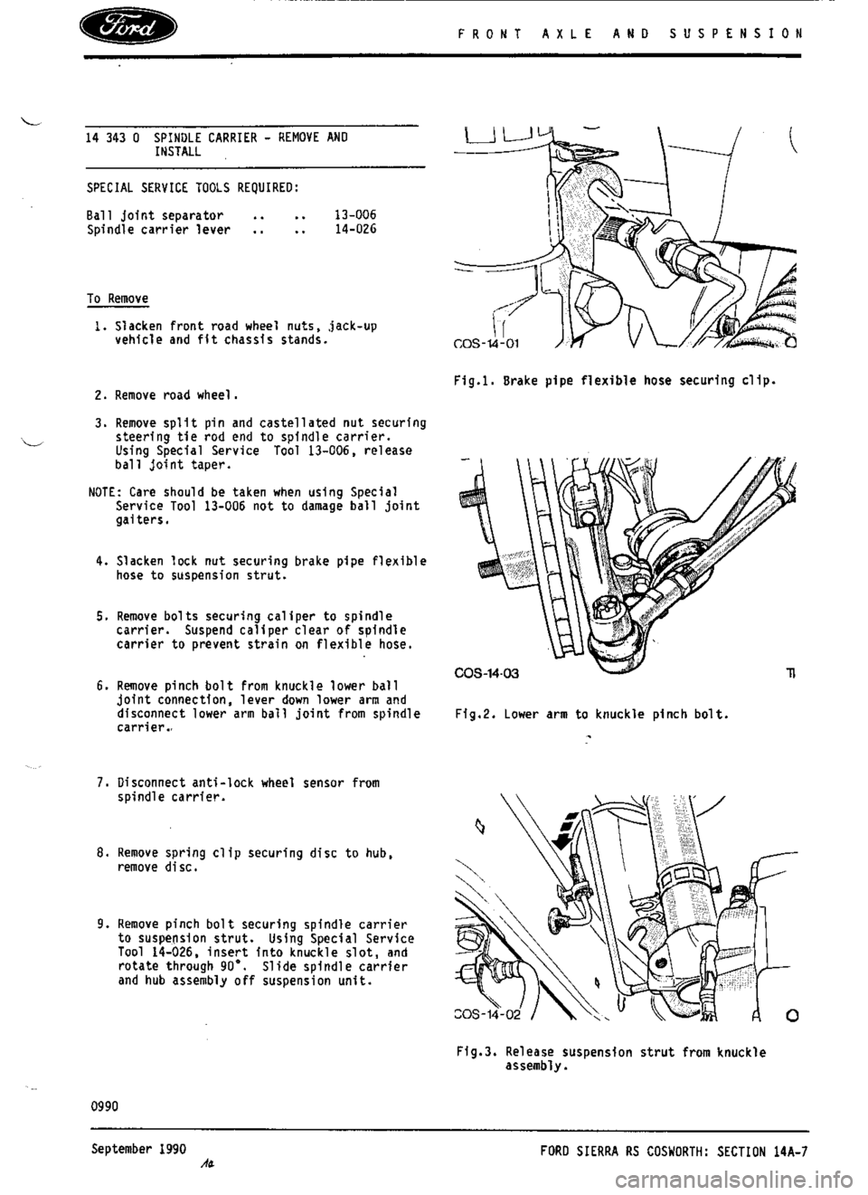 FORD ESCORT RS COSWORTH 1994 1.G Workshop Manual 