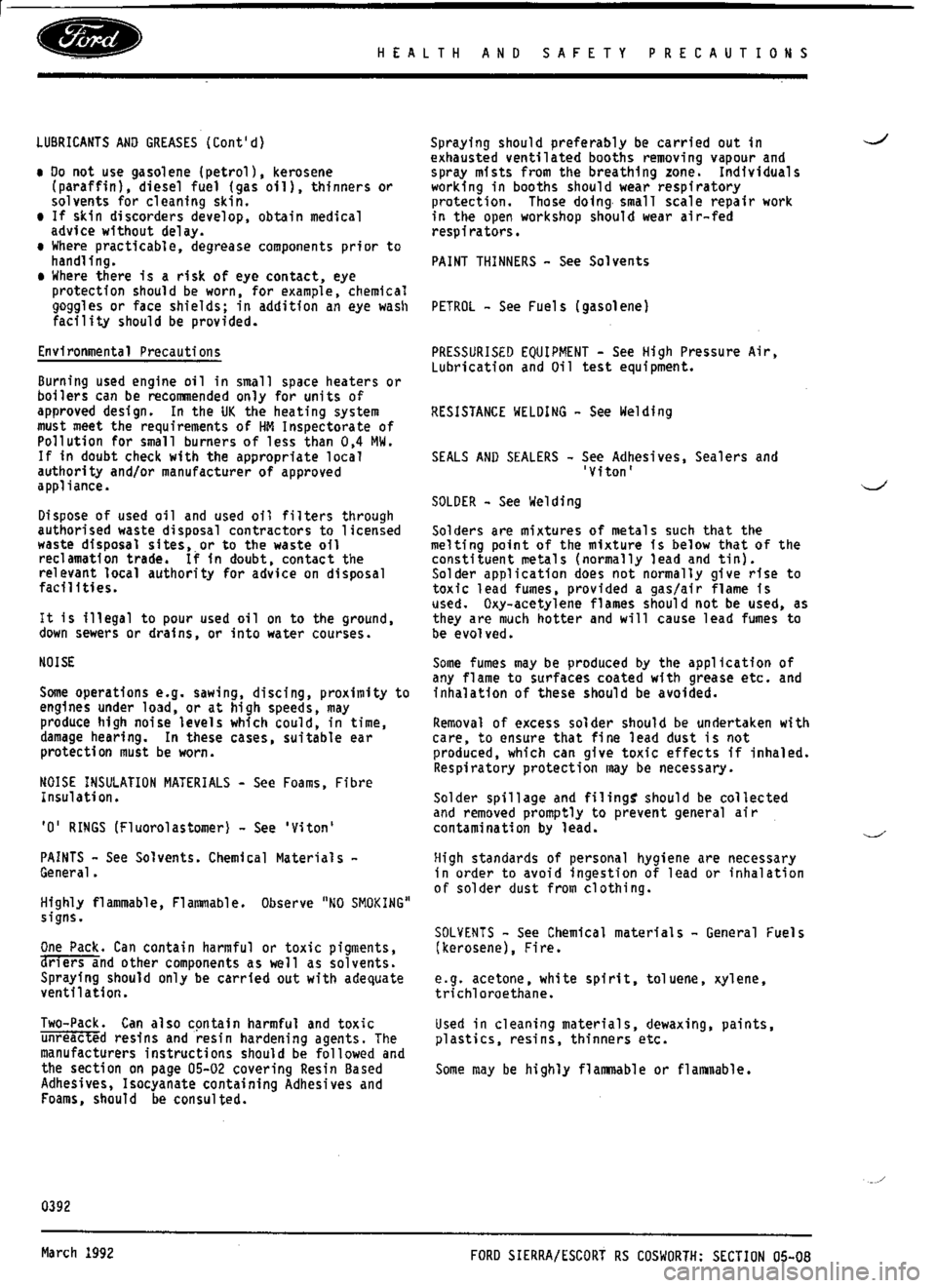 FORD ESCORT RS COSWORTH 1994 1.G Workshop Manual 
