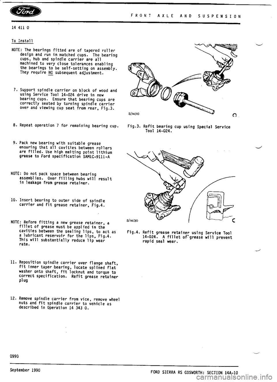FORD ESCORT RS COSWORTH 1994 1.G Workshop Manual 