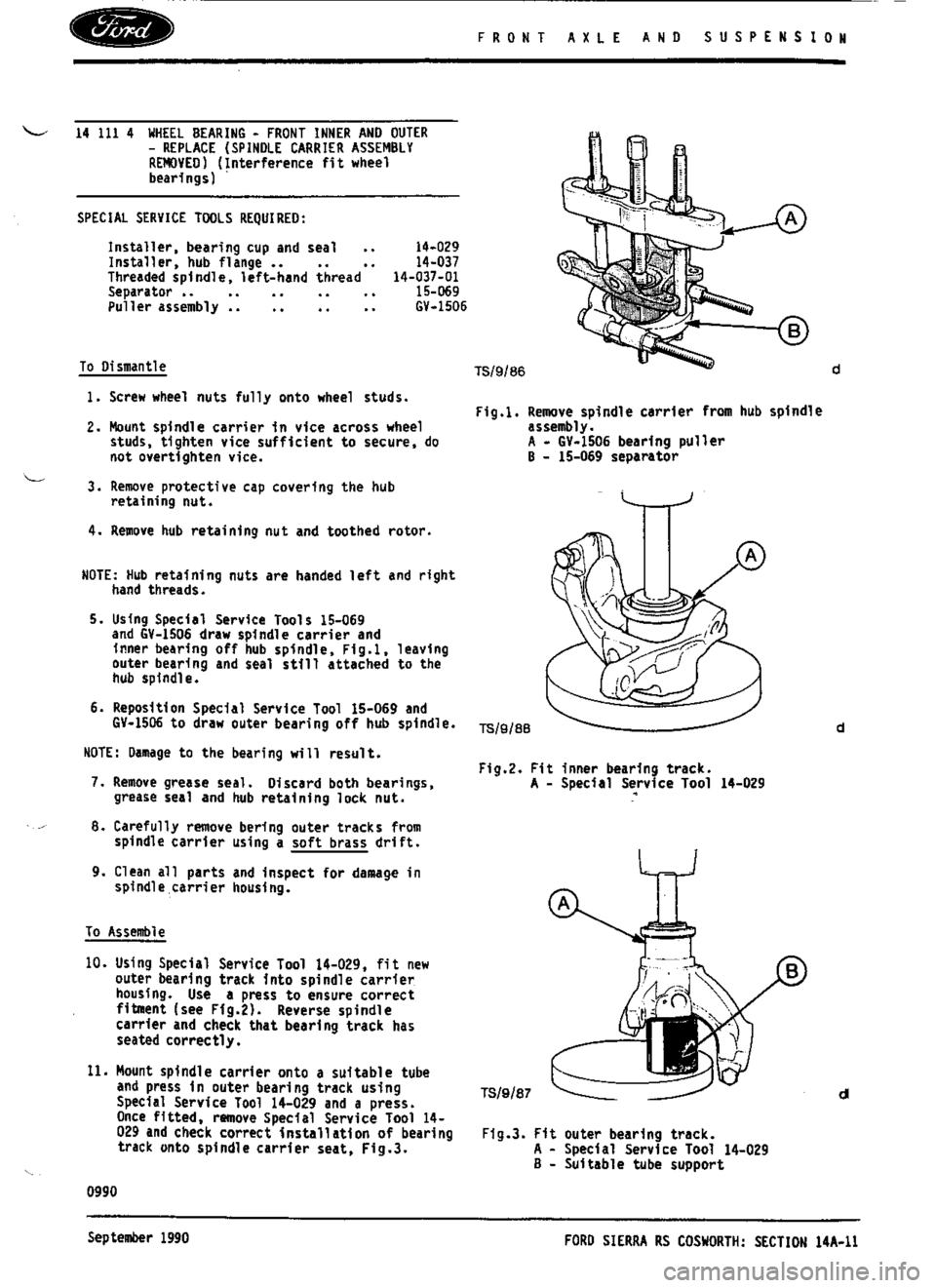 FORD ESCORT RS COSWORTH 1994 1.G Workshop Manual 
