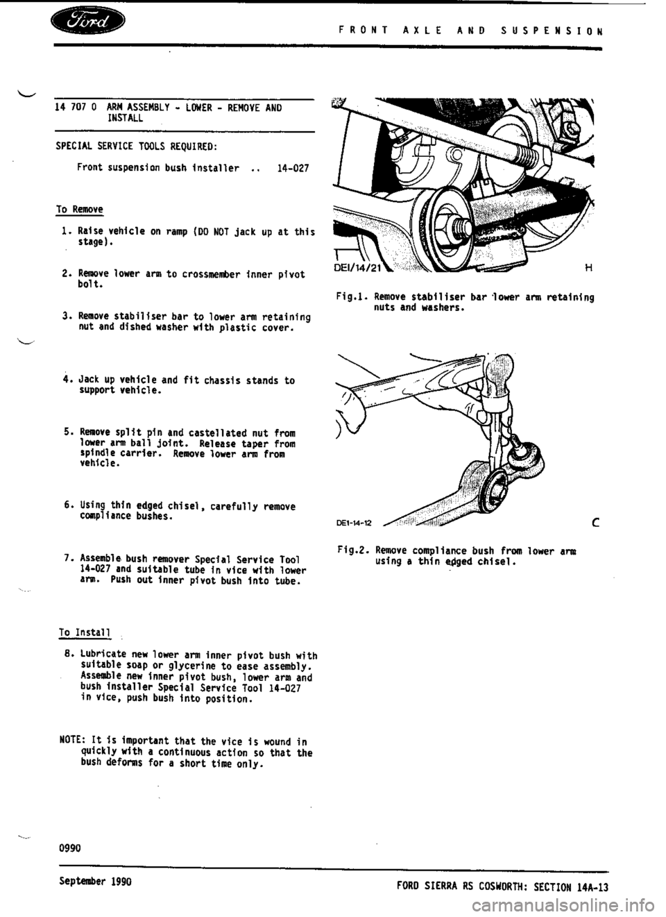 FORD ESCORT RS COSWORTH 1994 1.G Workshop Manual 