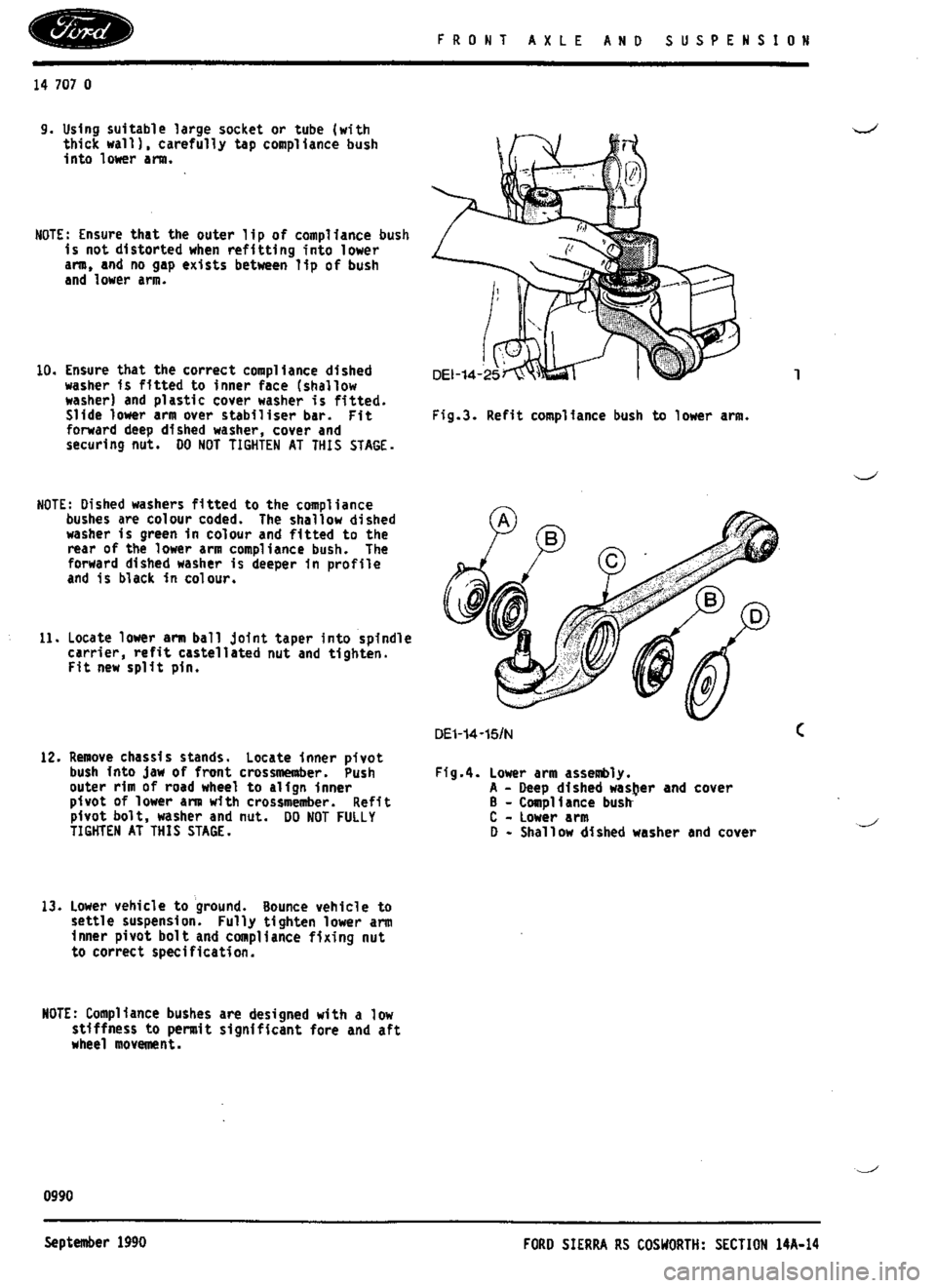 FORD ESCORT RS COSWORTH 1994 1.G Workshop Manual 