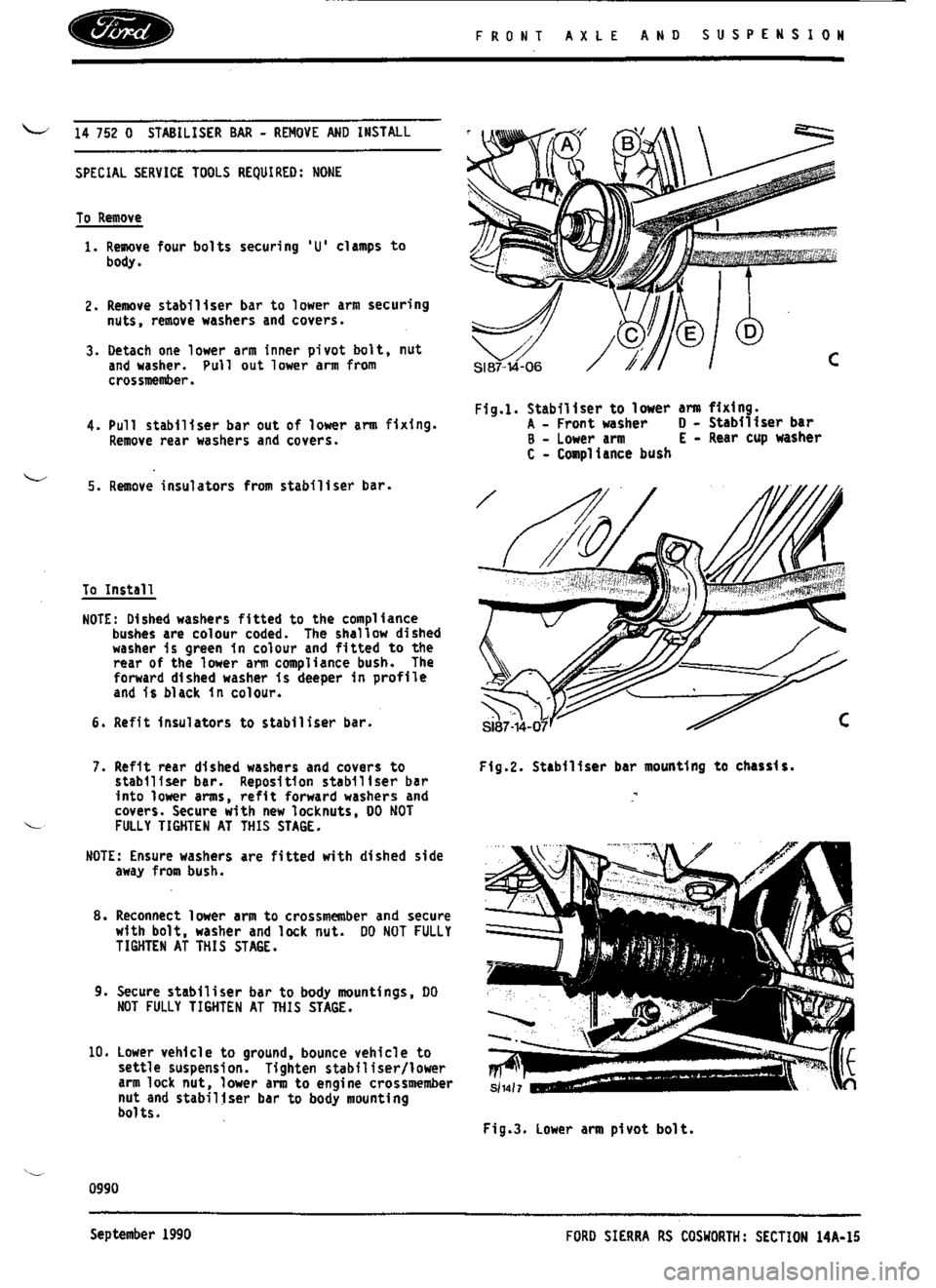 FORD ESCORT RS COSWORTH 1994 1.G Workshop Manual 