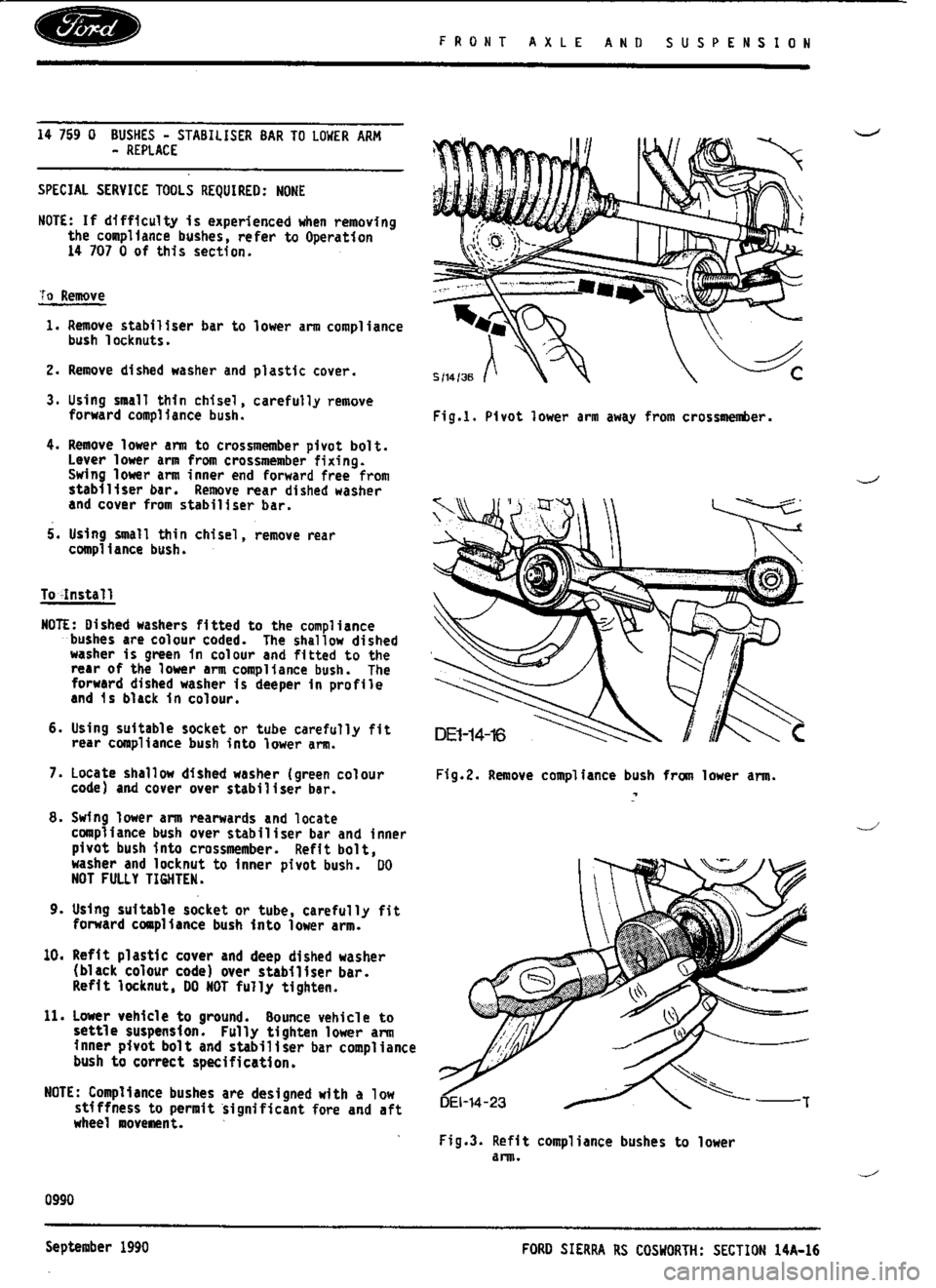 FORD SIERRA RS COSWORTH 1990 1.G Workshop Manual 