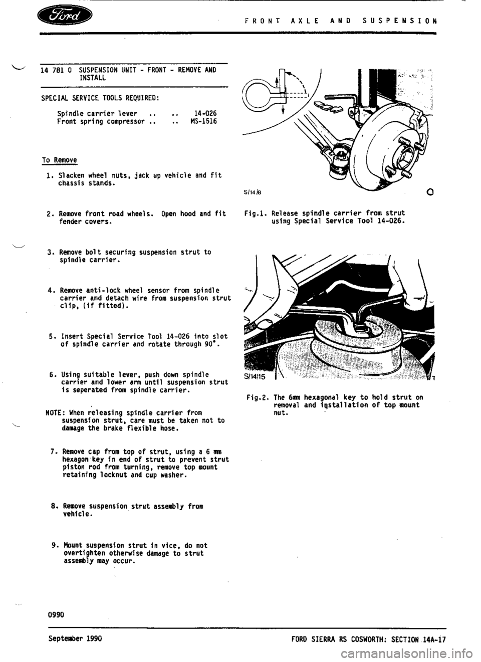 FORD SIERRA RS COSWORTH 1990 1.G Workshop Manual 