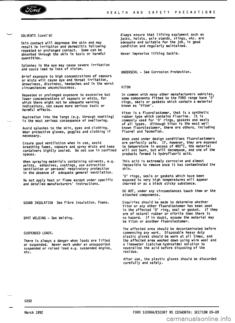 FORD ESCORT RS COSWORTH 1994 1.G Workshop Manual 