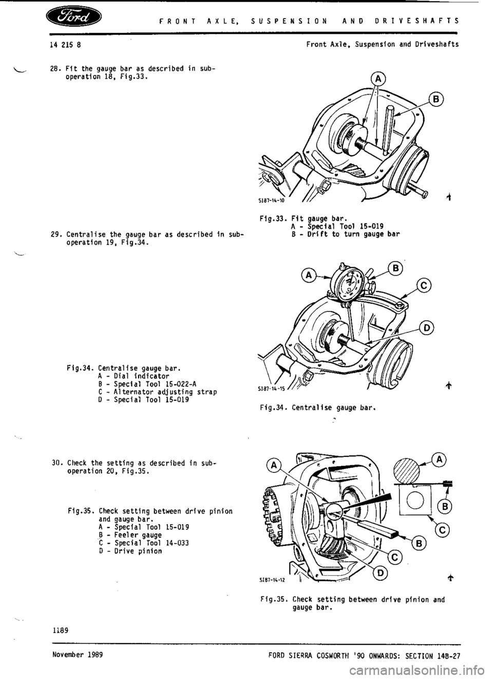 FORD SIERRA RS COSWORTH 1986 1.G Workshop Manual 