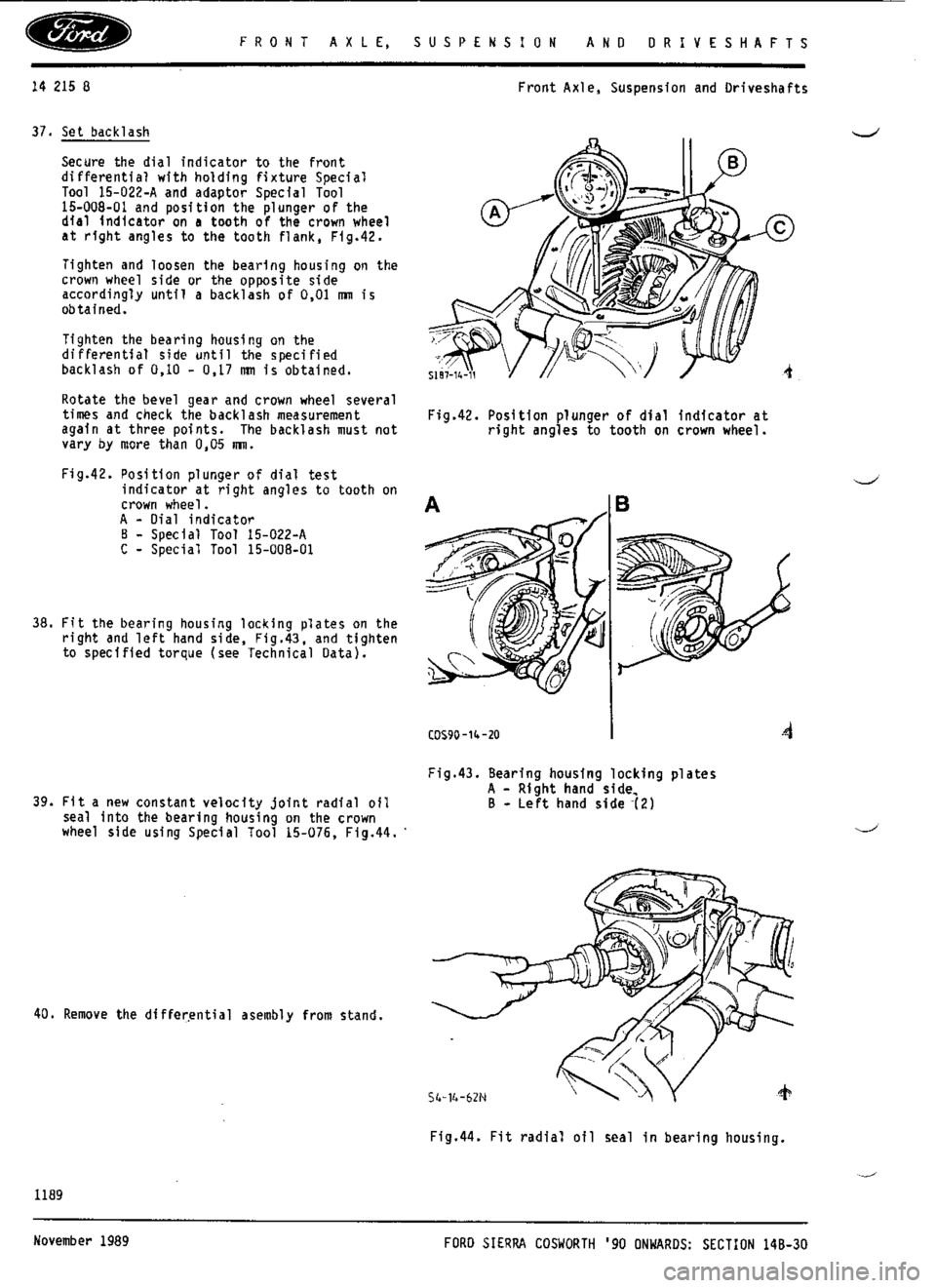 FORD ESCORT RS COSWORTH 1996 1.G Workshop Manual 
