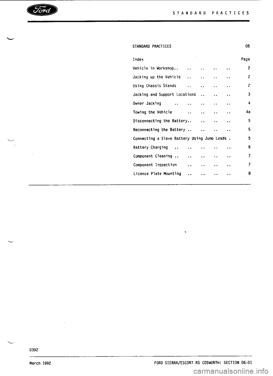 FORD SIERRA RS COSWORTH 1990 1.G Workshop Manual 