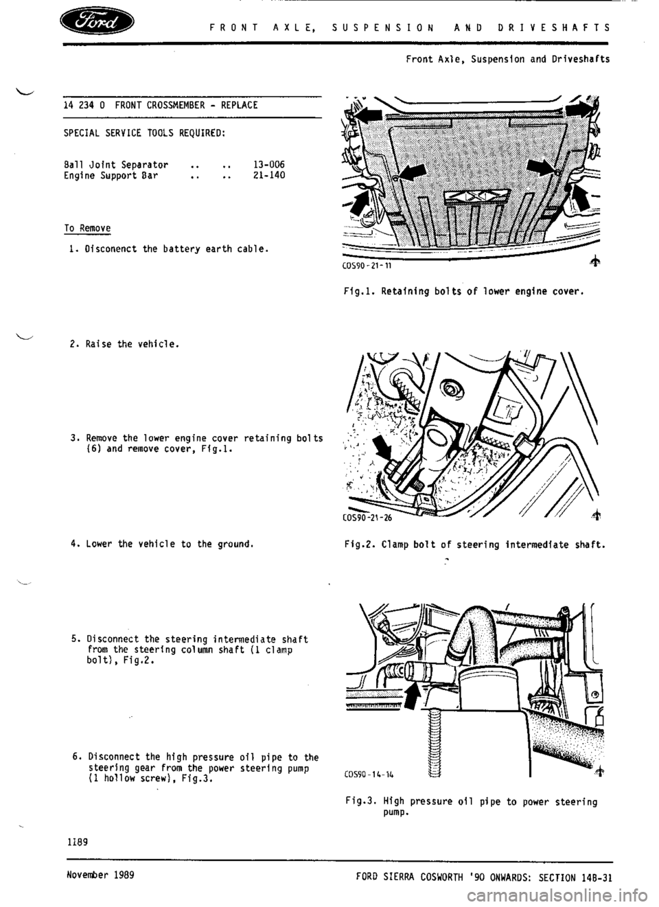 FORD ESCORT RS COSWORTH 1996 1.G Workshop Manual 