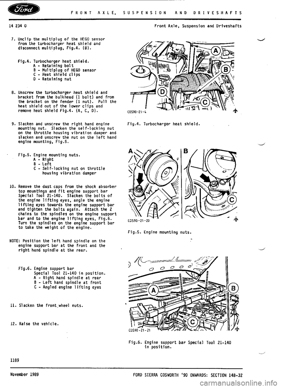 FORD ESCORT RS COSWORTH 1996 1.G Workshop Manual 