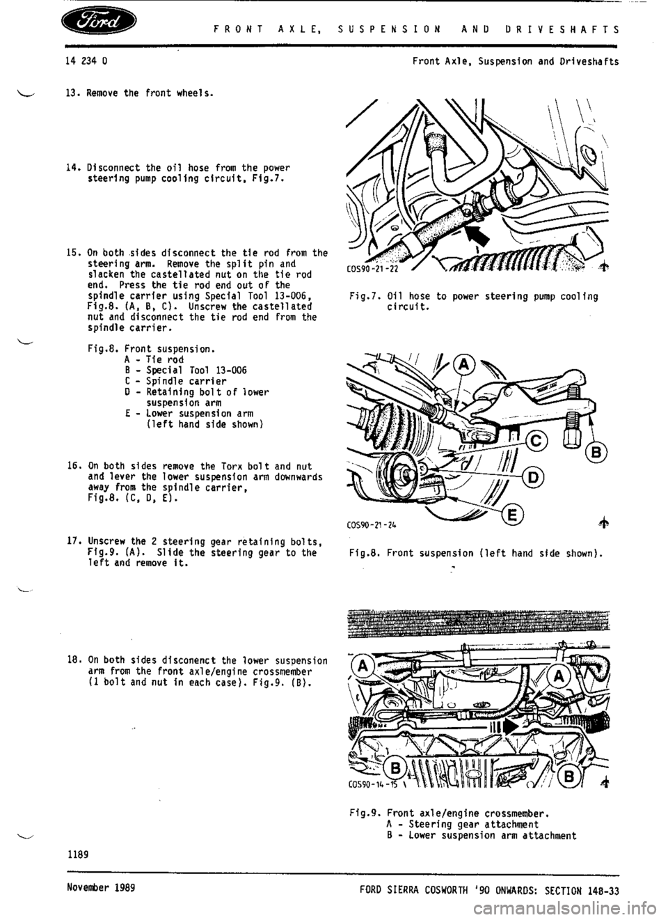 FORD ESCORT RS COSWORTH 1996 1.G Workshop Manual 