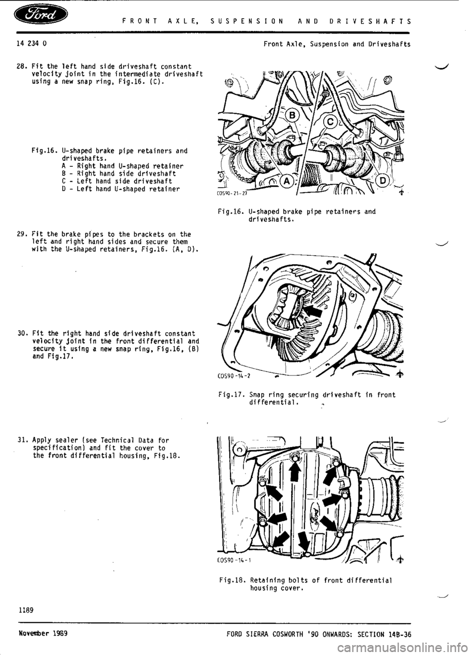 FORD ESCORT RS COSWORTH 1996 1.G Workshop Manual 