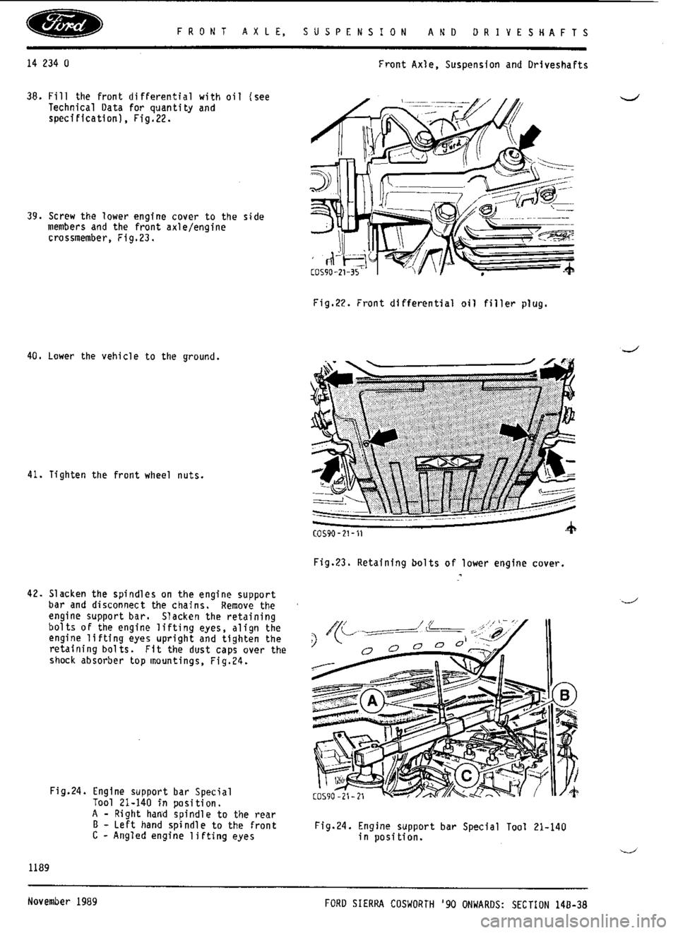 FORD ESCORT RS COSWORTH 1994 1.G Workshop Manual 