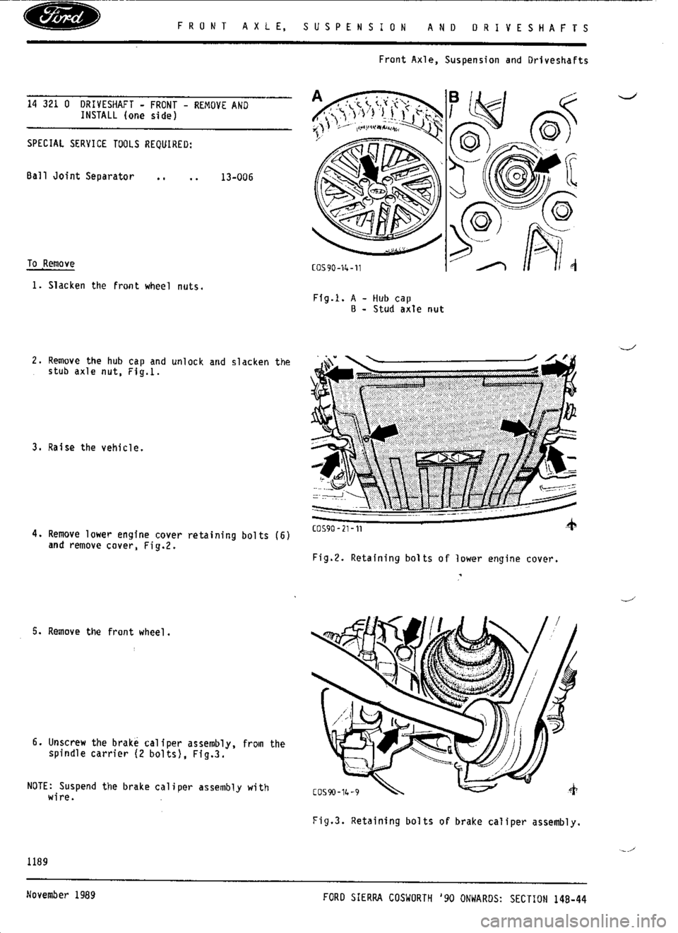 FORD ESCORT RS COSWORTH 1994 1.G Workshop Manual 
