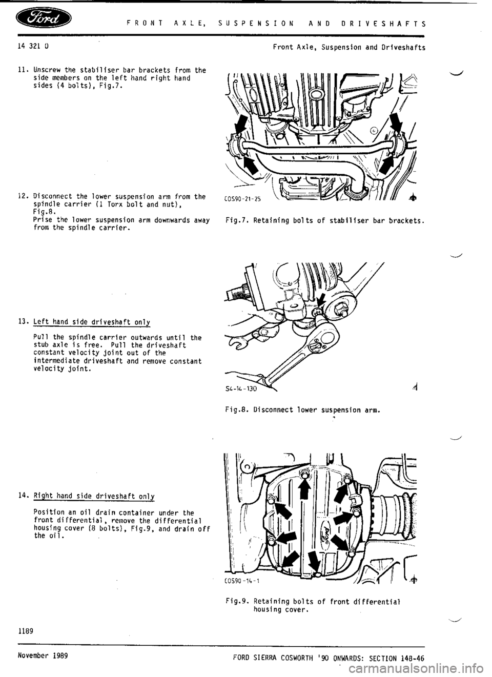 FORD SIERRA RS COSWORTH 1990 1.G Workshop Manual 