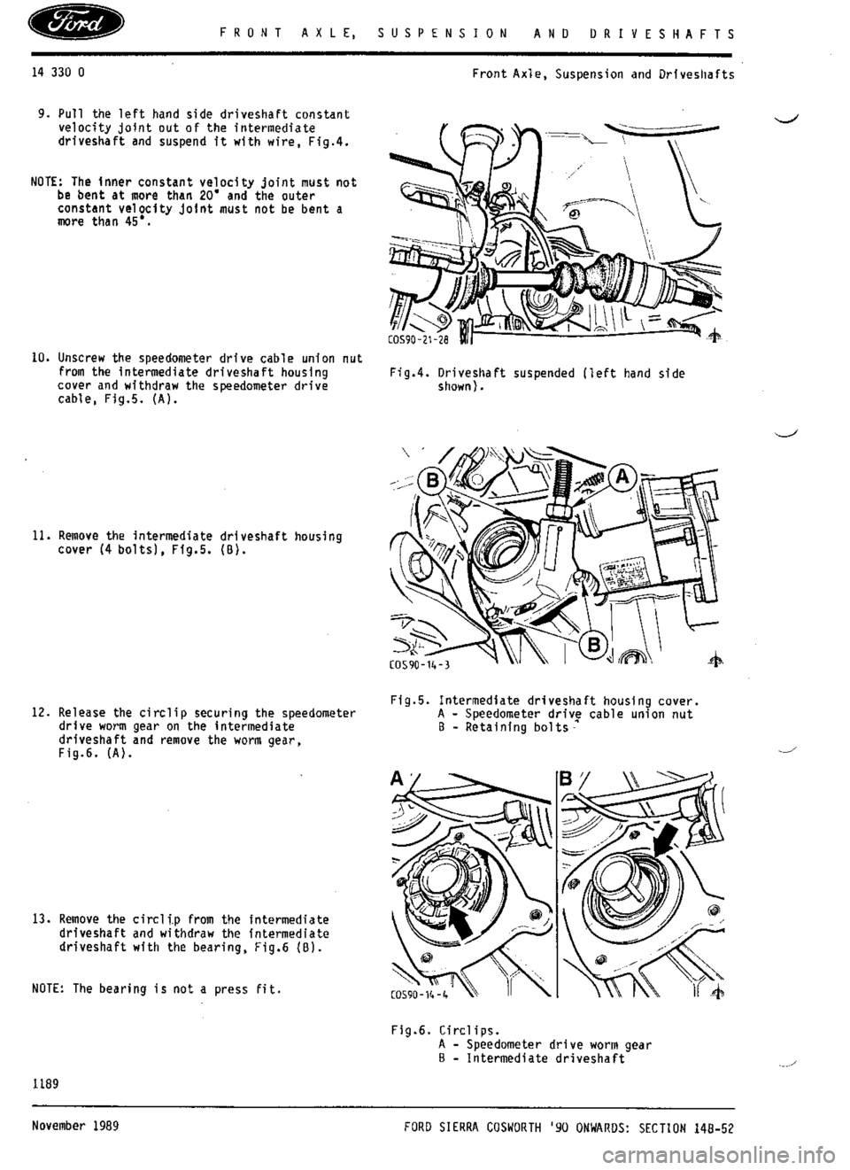 FORD SIERRA RS COSWORTH 1990 1.G Workshop Manual 