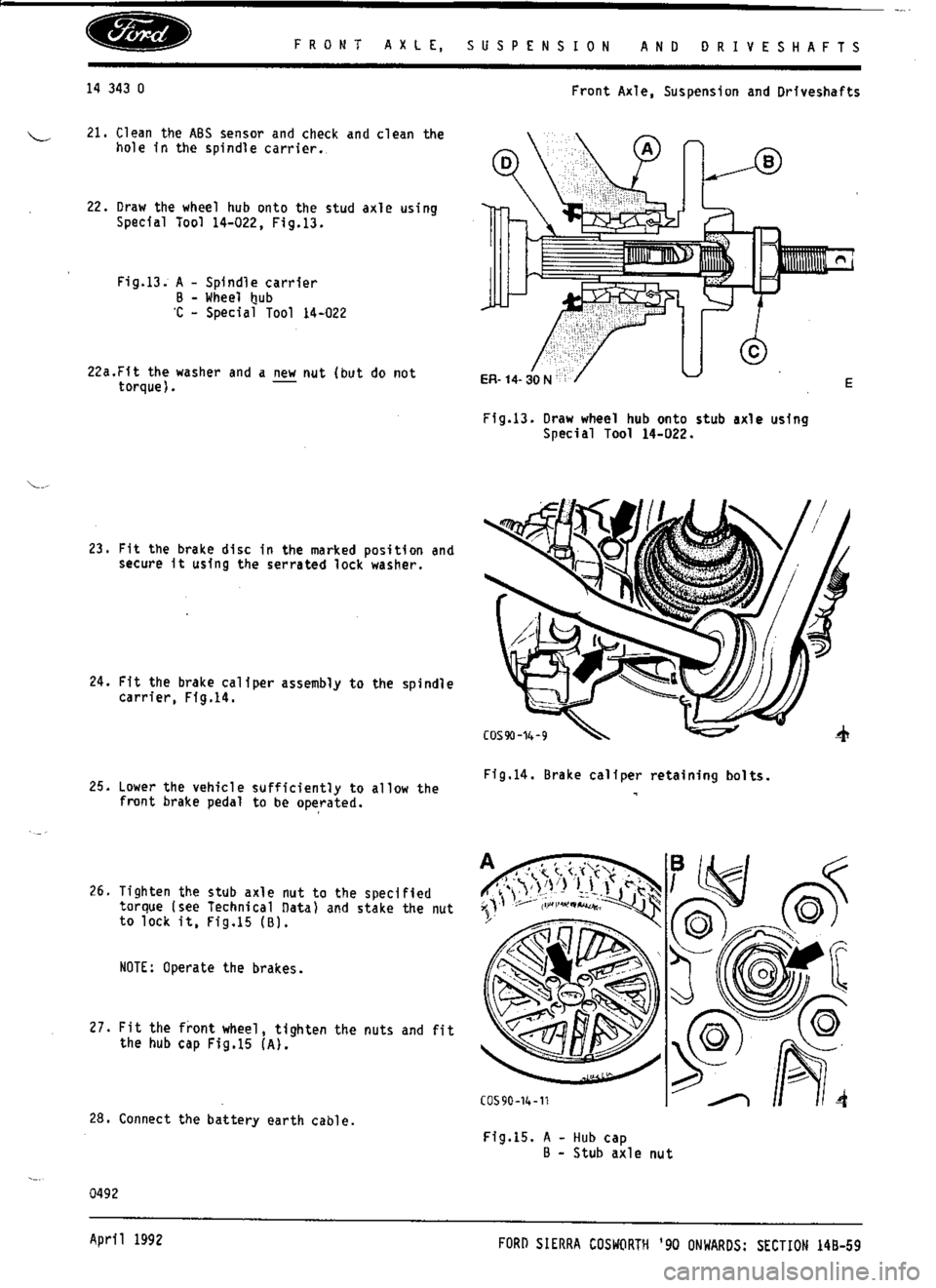 FORD SIERRA RS COSWORTH 1987 1.G Workshop Manual 