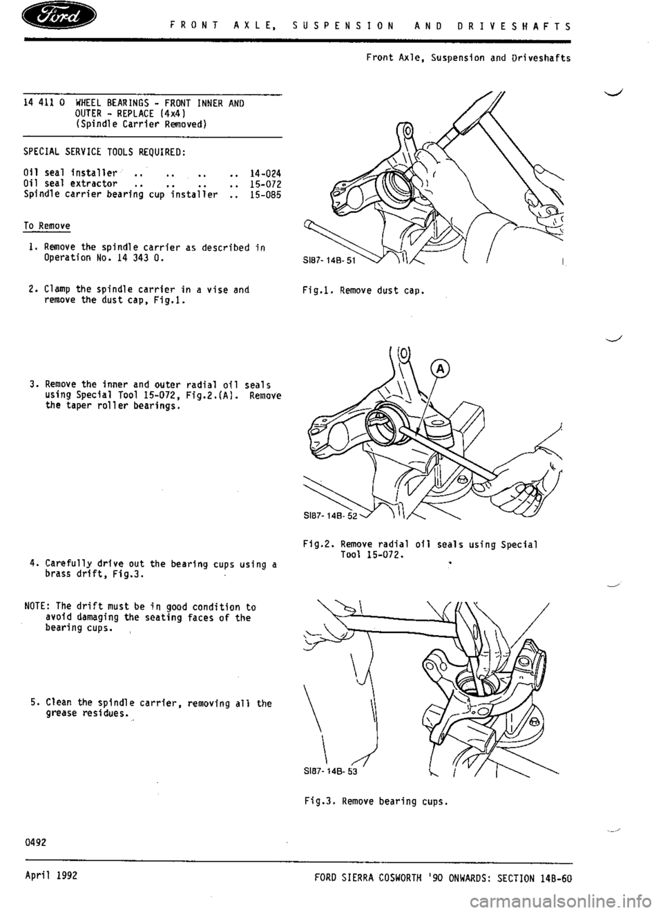 FORD SIERRA RS COSWORTH 1987 1.G Workshop Manual 
