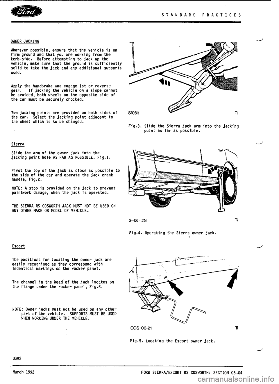 FORD SIERRA RS COSWORTH 1990 1.G Workshop Manual 