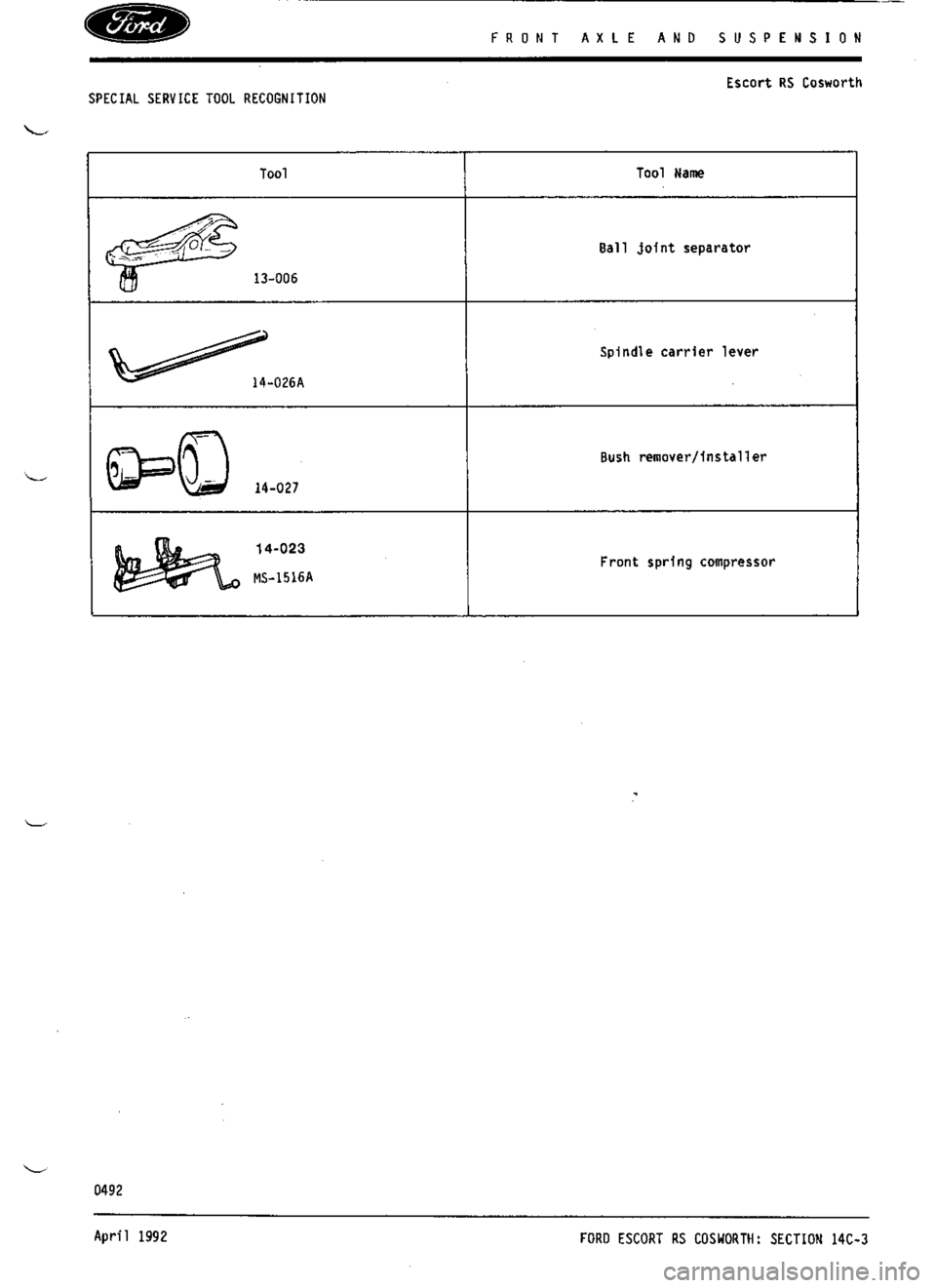 FORD SIERRA RS COSWORTH 1987 1.G Workshop Manual 