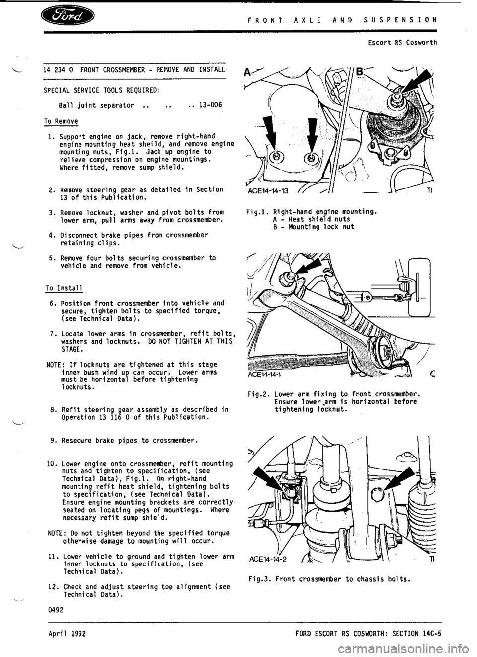 FORD SIERRA RS COSWORTH 1987 1.G Workshop Manual 