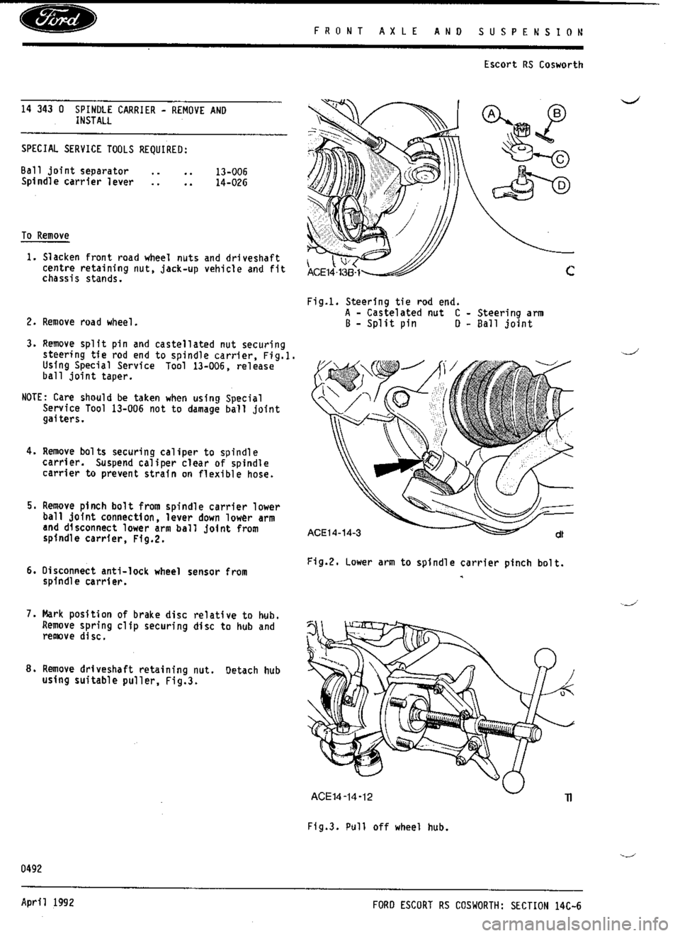 FORD SIERRA RS COSWORTH 1987 1.G Workshop Manual 