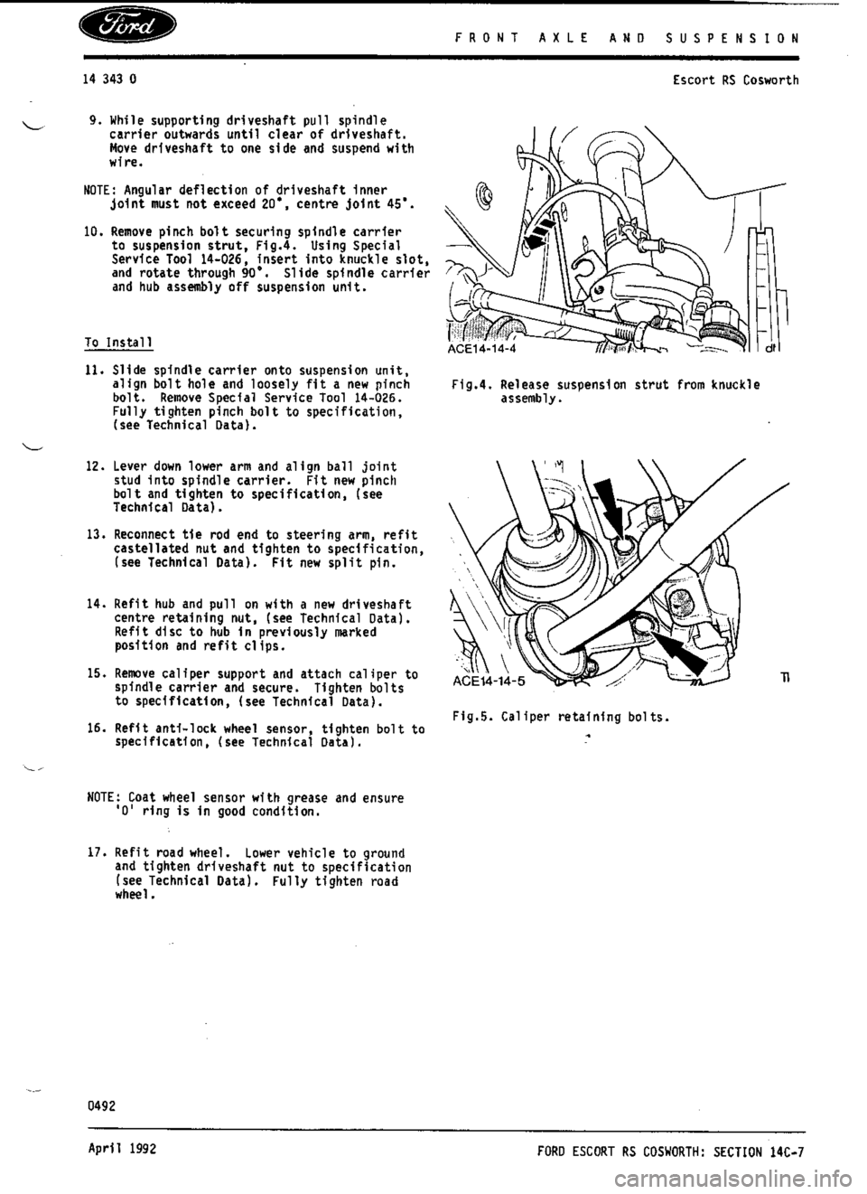 FORD SIERRA RS COSWORTH 1987 1.G Workshop Manual 