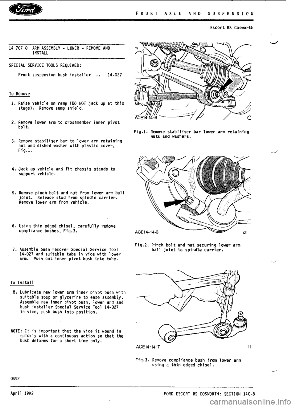 FORD SIERRA RS COSWORTH 1987 1.G Workshop Manual 