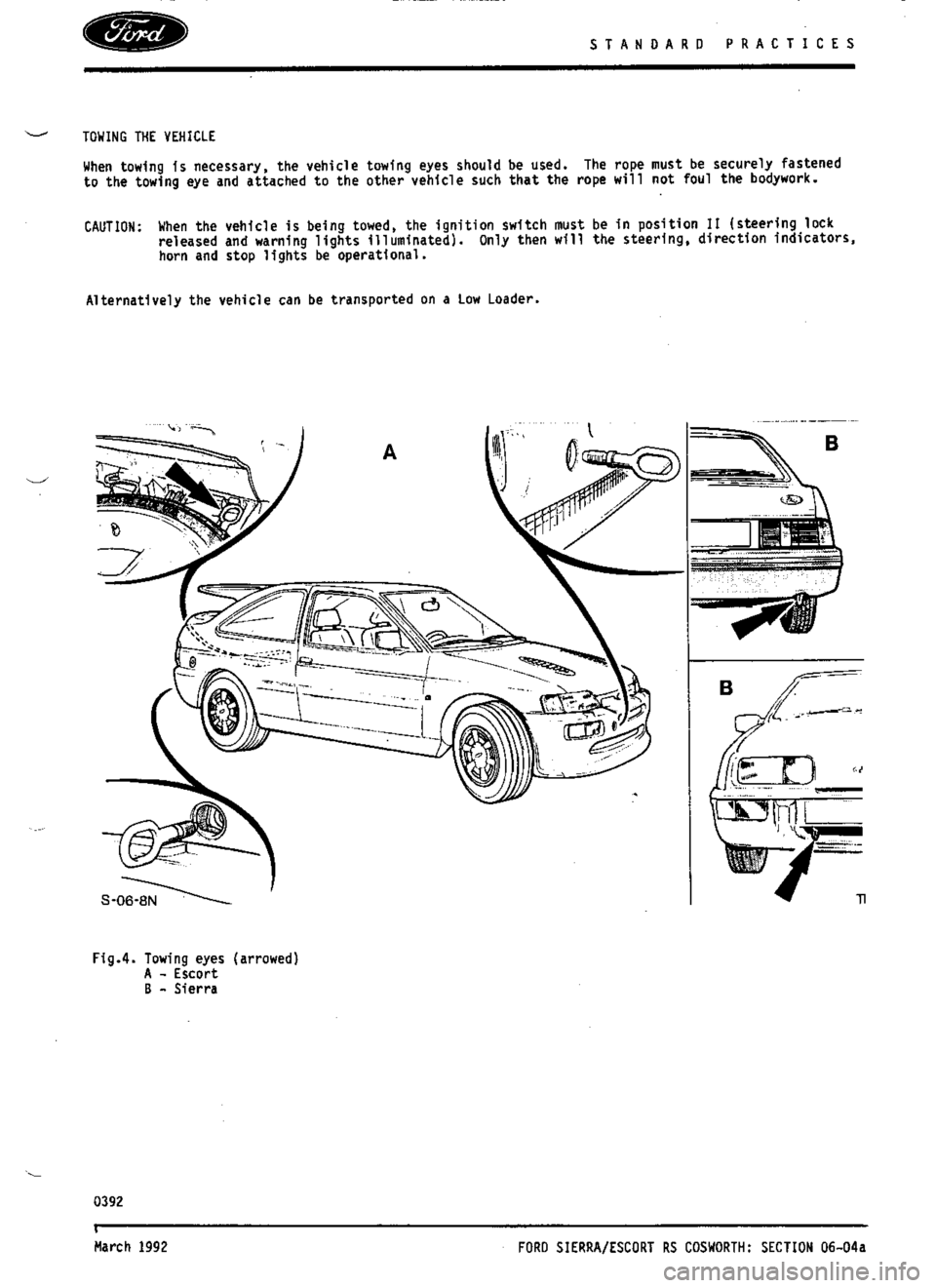 FORD SIERRA RS COSWORTH 1990 1.G Workshop Manual 