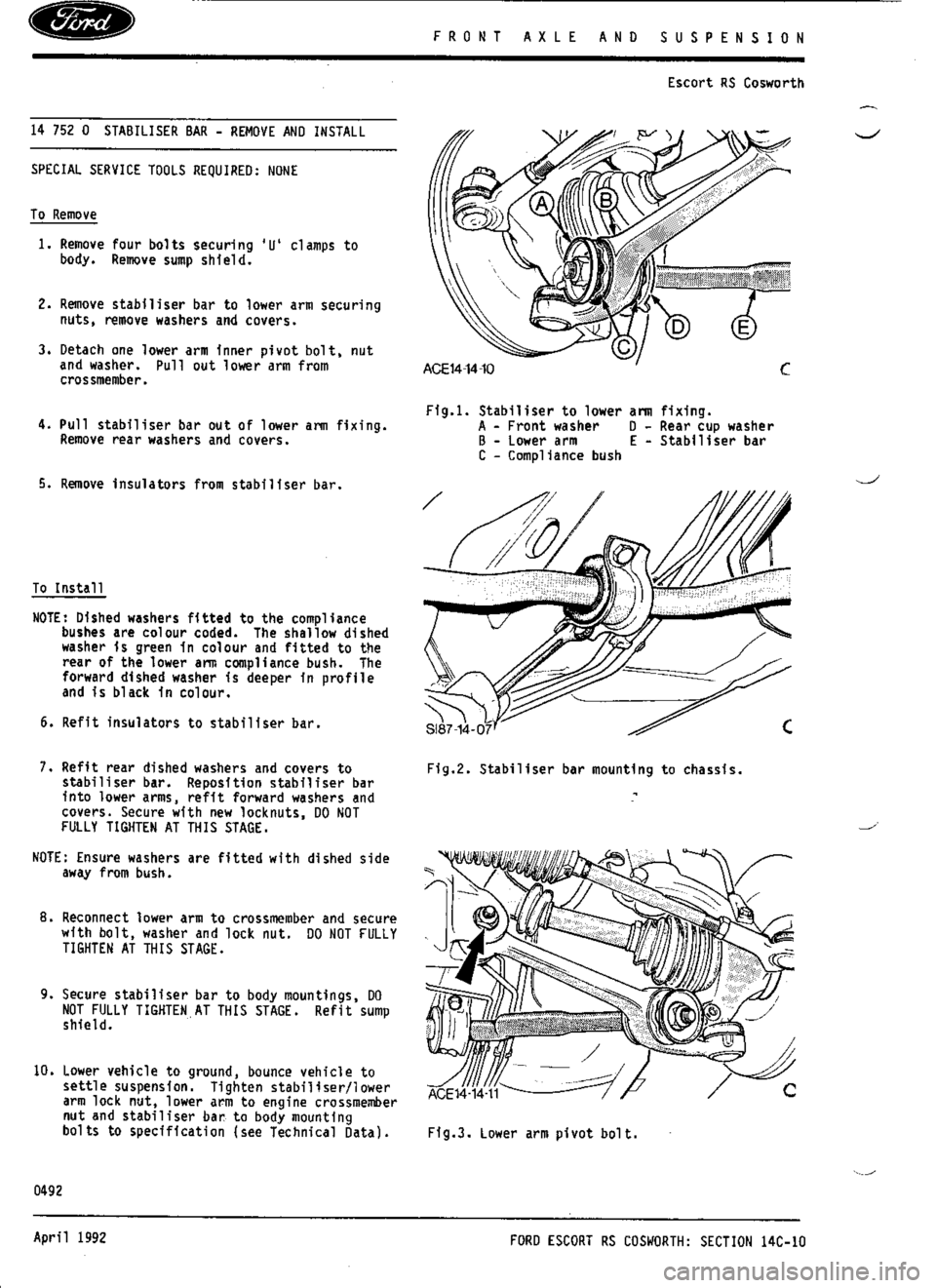 FORD SIERRA RS COSWORTH 1987 1.G Workshop Manual 