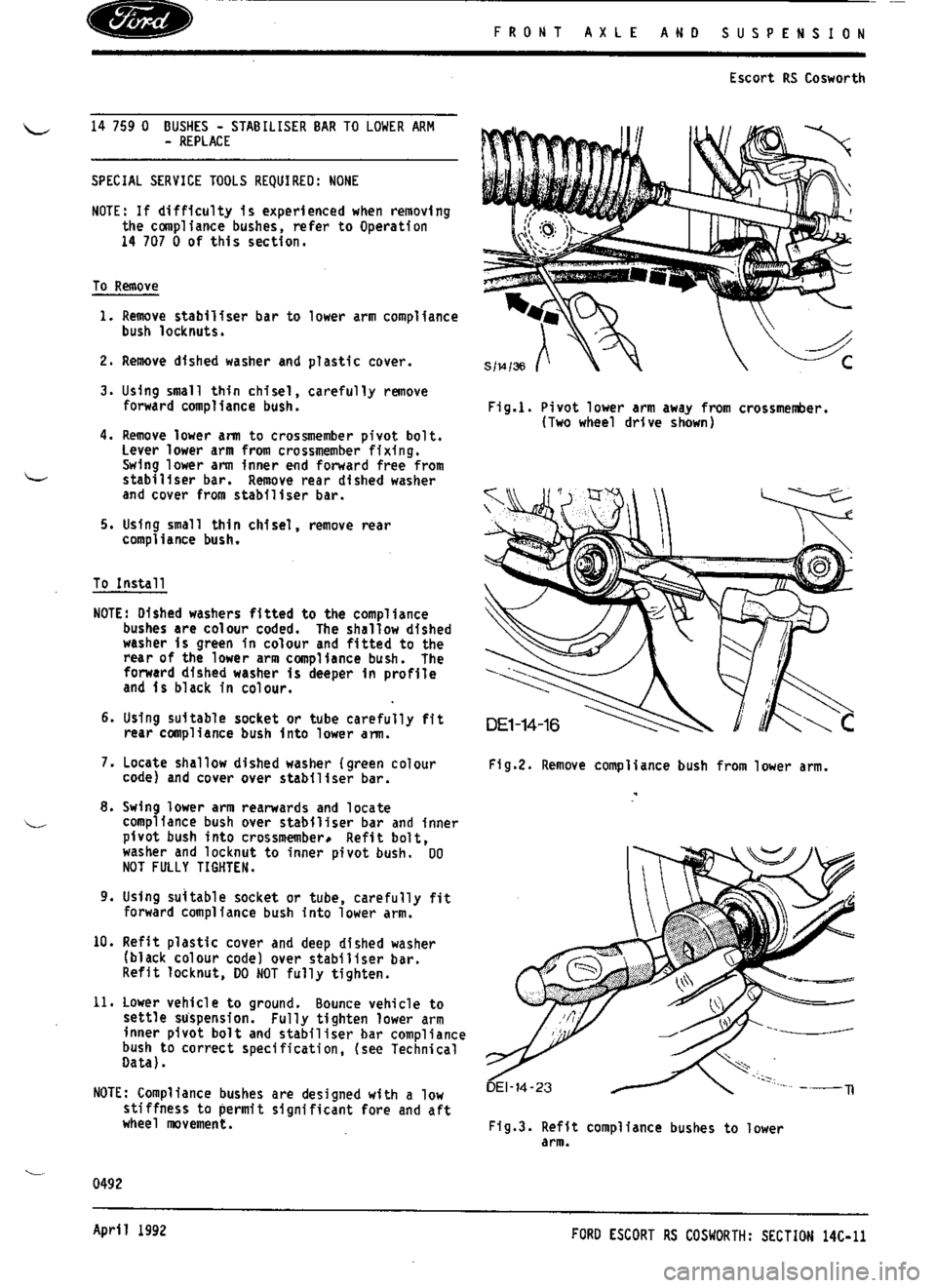 FORD SIERRA RS COSWORTH 1987 1.G Workshop Manual 