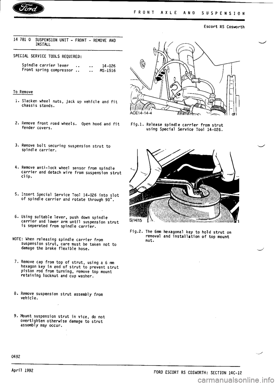 FORD SIERRA RS COSWORTH 1987 1.G Workshop Manual 