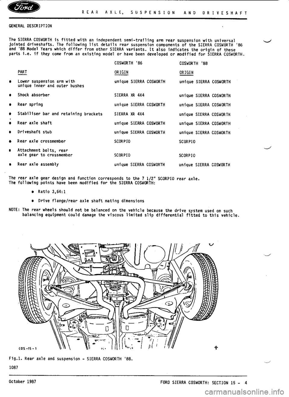 FORD ESCORT RS COSWORTH 1994 1.G Workshop Manual 