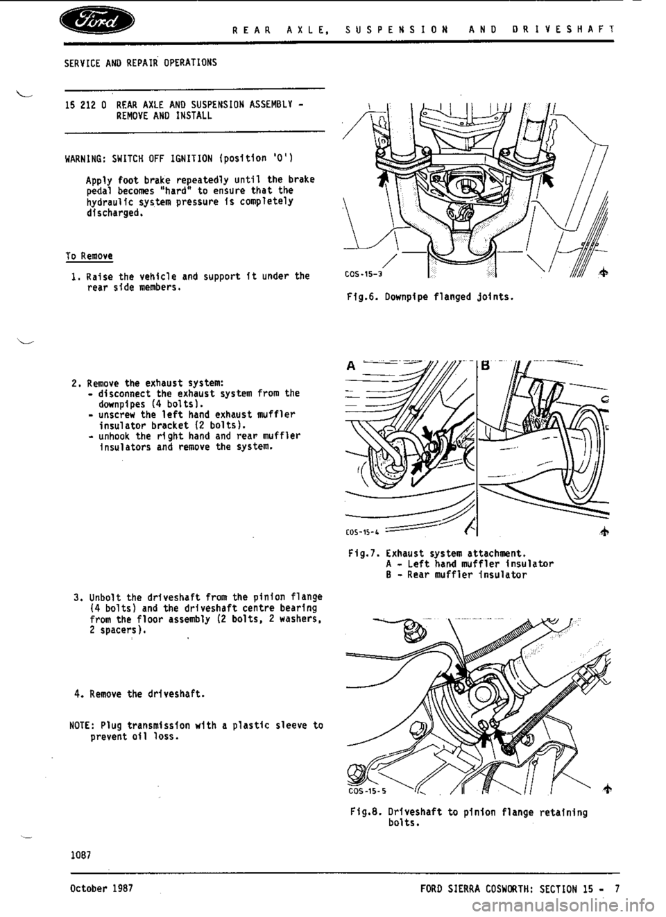 FORD ESCORT RS COSWORTH 1994 1.G Workshop Manual 