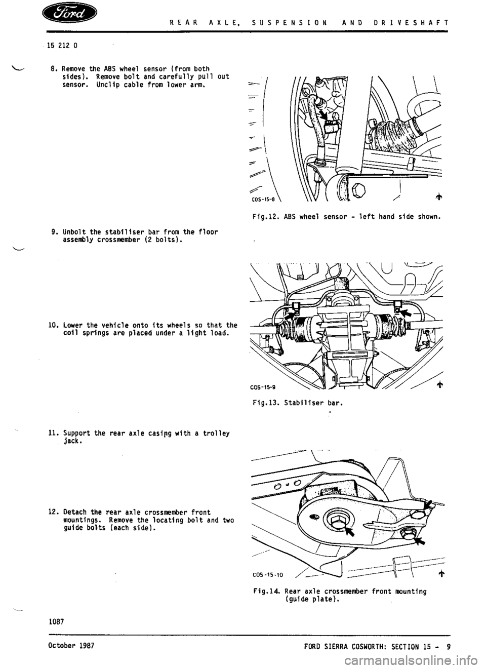 FORD ESCORT RS COSWORTH 1994 1.G Workshop Manual 