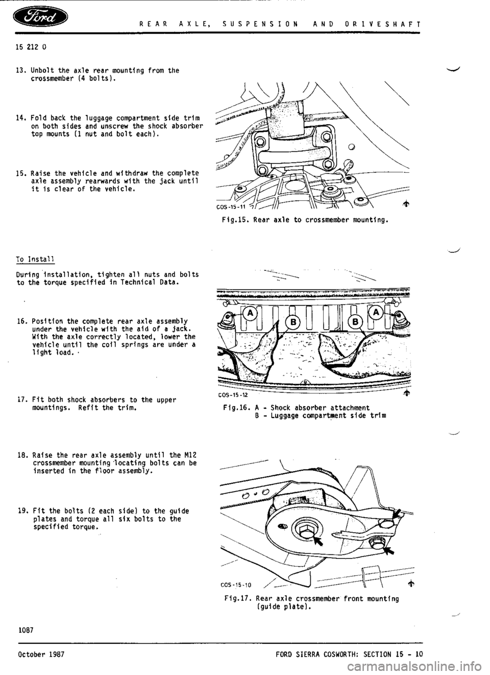 FORD ESCORT RS COSWORTH 1994 1.G Workshop Manual 