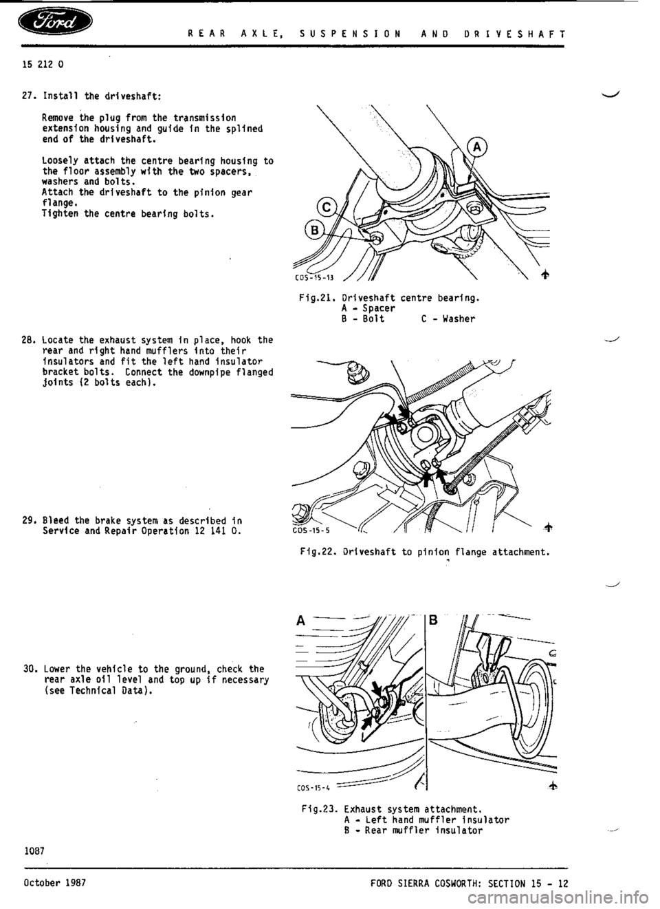 FORD ESCORT RS COSWORTH 1994 1.G Workshop Manual 