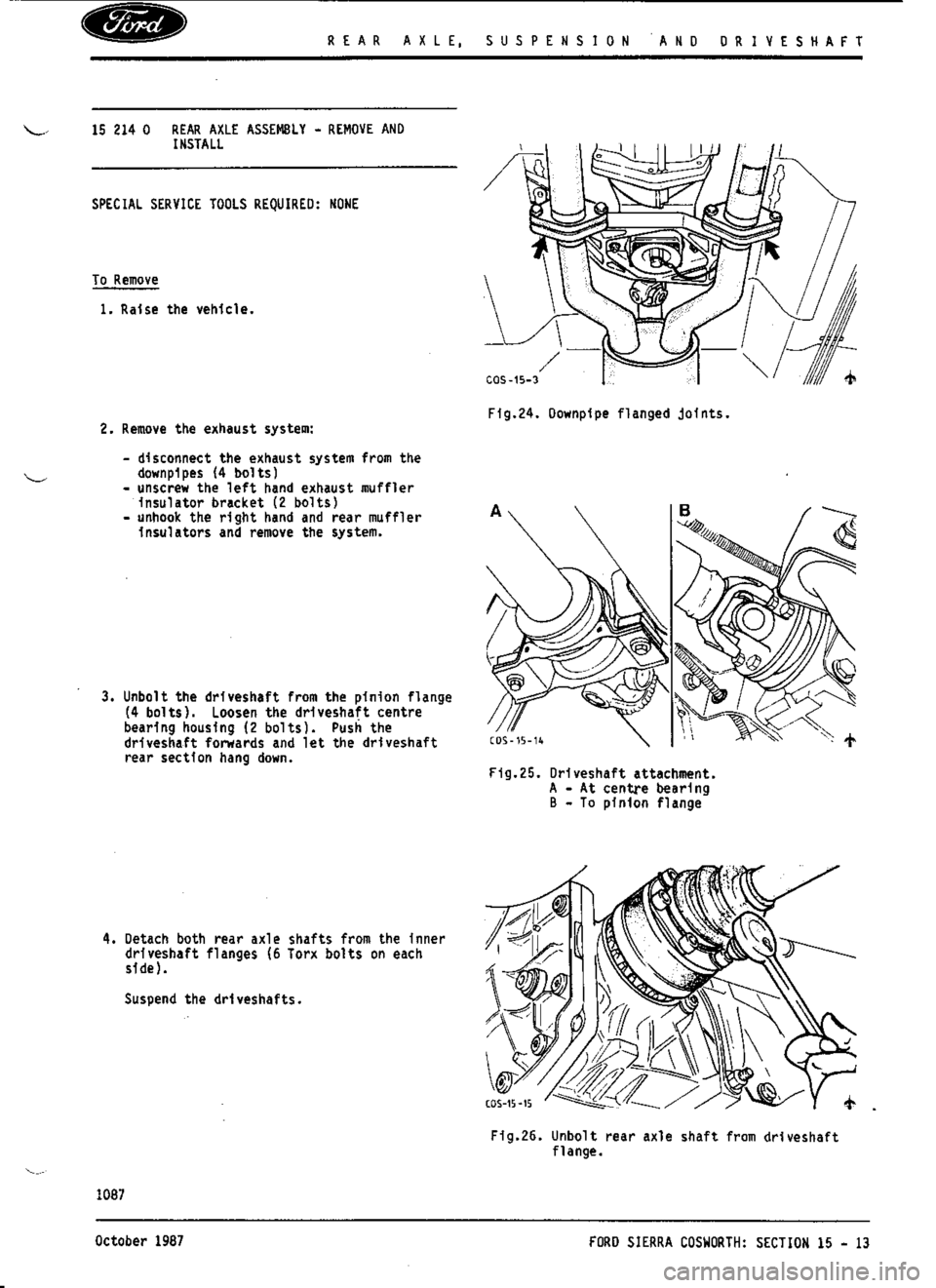 FORD ESCORT RS COSWORTH 1994 1.G Workshop Manual 
